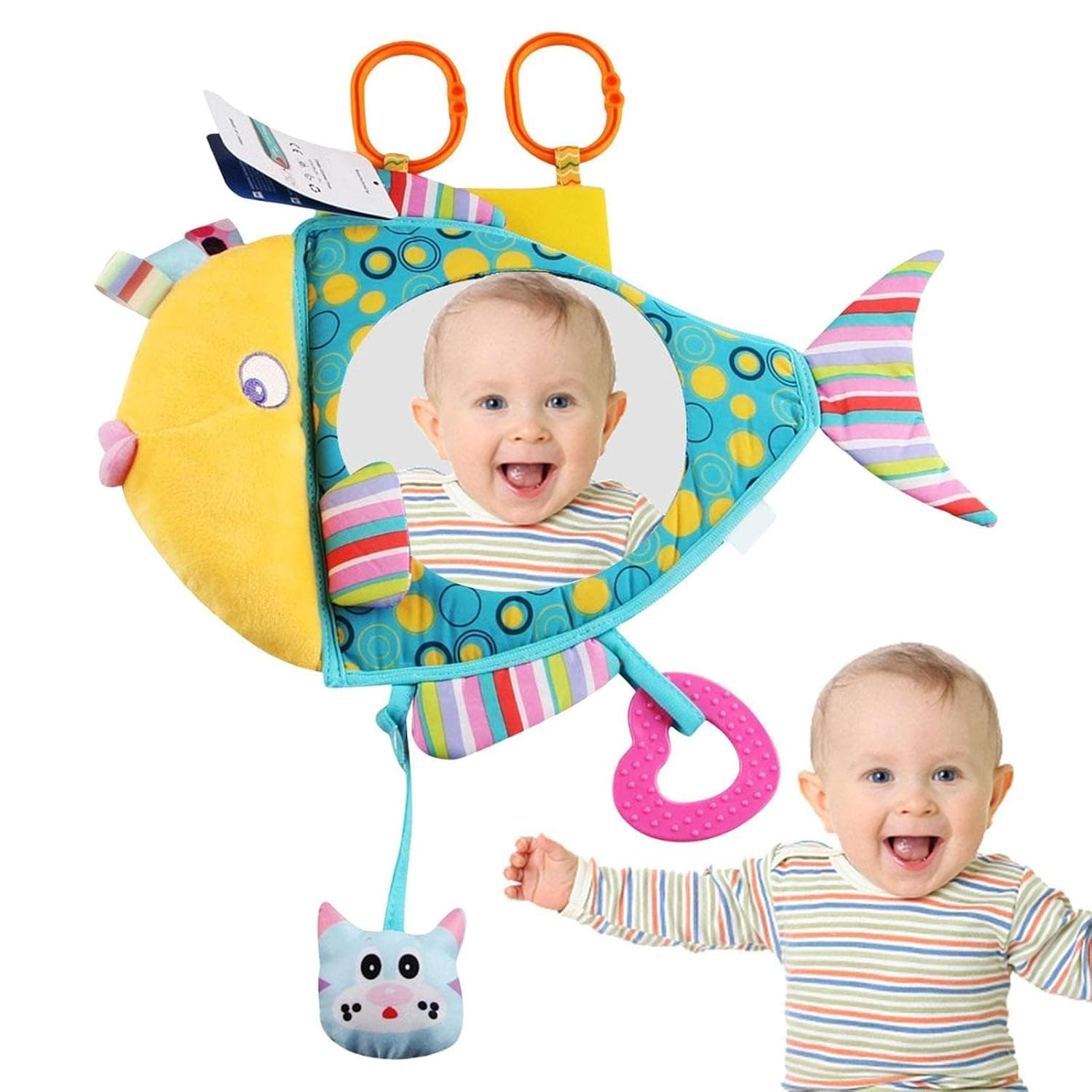 Carseat Toy with Mirror, Shatterproof Rear Facing Infant Mirror Entertains, Driver’s Baby Mirror Toy, Enables Easier Drive and Easier Parenting