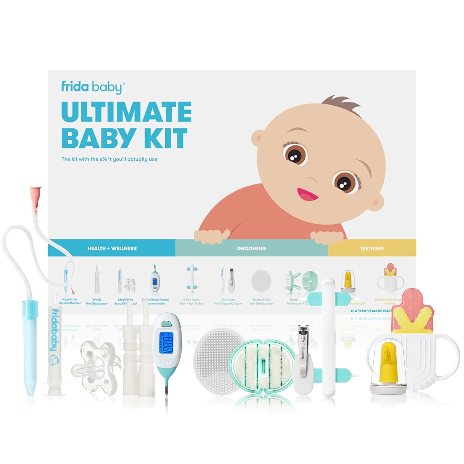 Frida Baby Ultimate Baby Kit | The complete baby health & wellness, grooming, and teething kit