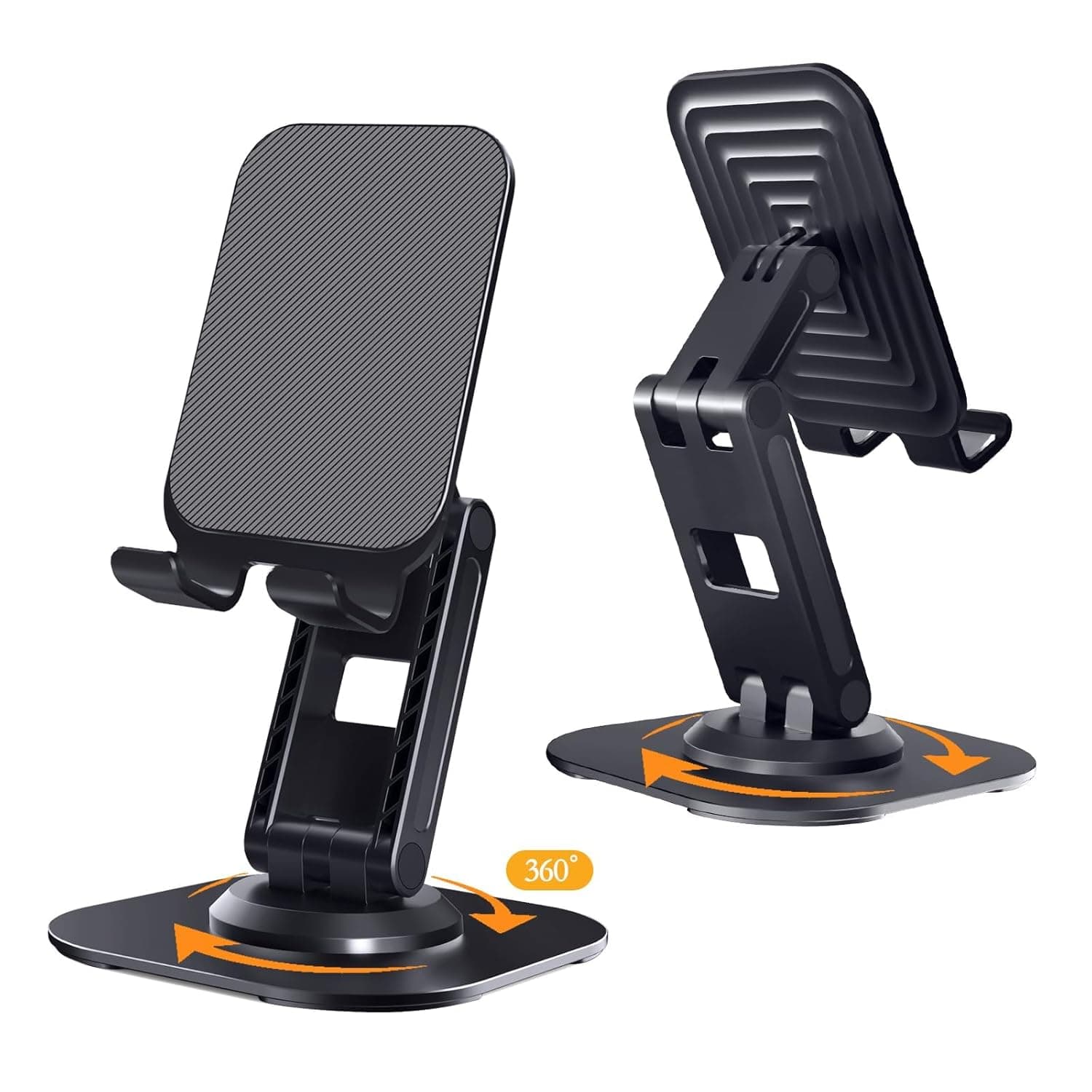 حامل موبايل قابل للدوران وقابل للطي والتعديل بالكامل بدوران 360 درجة وقاعدة غير قابلة للانزلاق بارتفاع ملاك قابل للتعديل لايفون 16 15 14 13 وسامسونج S22 وS21 وجميع الهواتف الذكية من قطعتين
