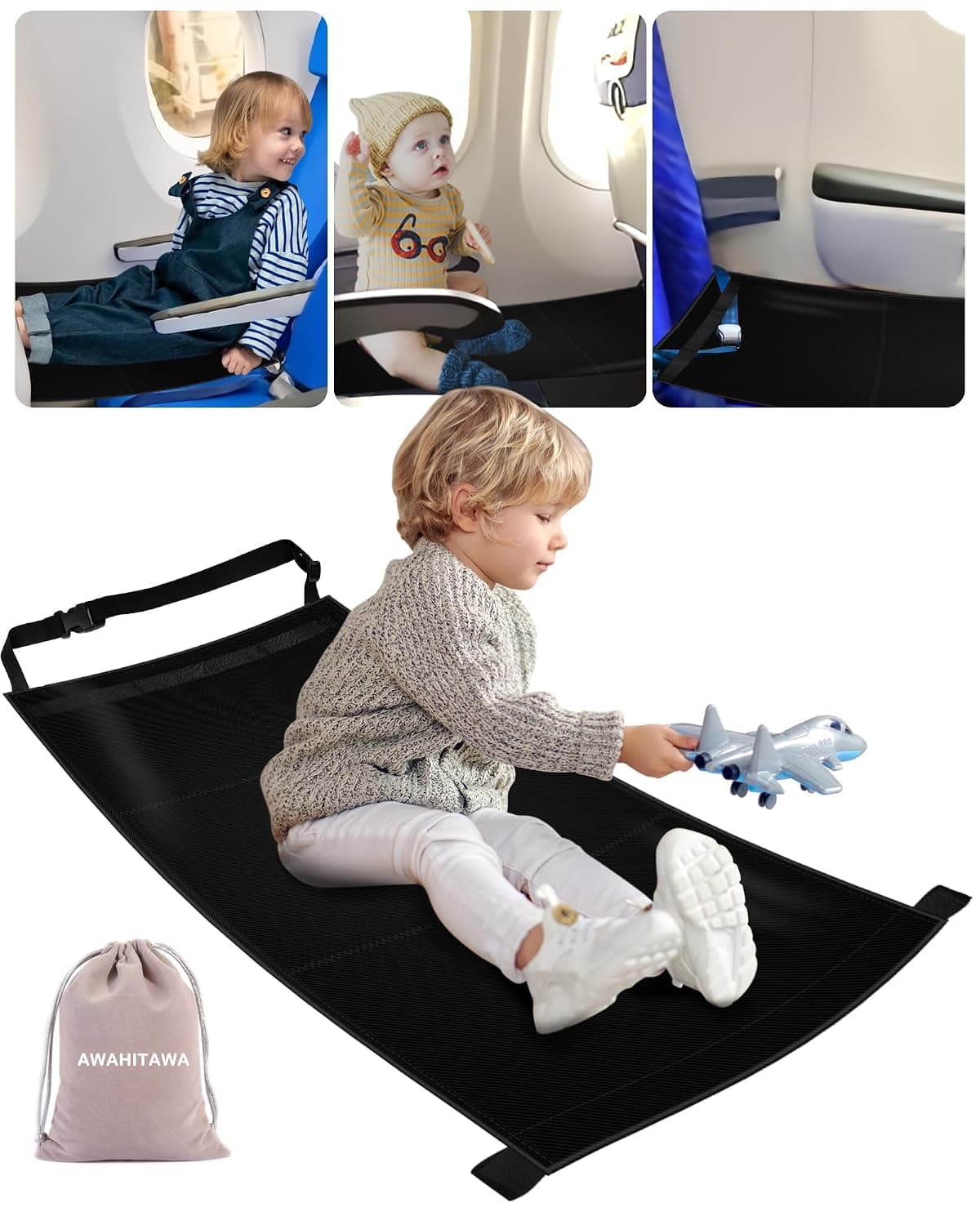 Toddler Travel Bed, Airplane Travel Seat Essentials Kids, Portable Toddler Bed, Baby Airplane Travel Cot Accessories, Airplane Must Haves for Toddlers
