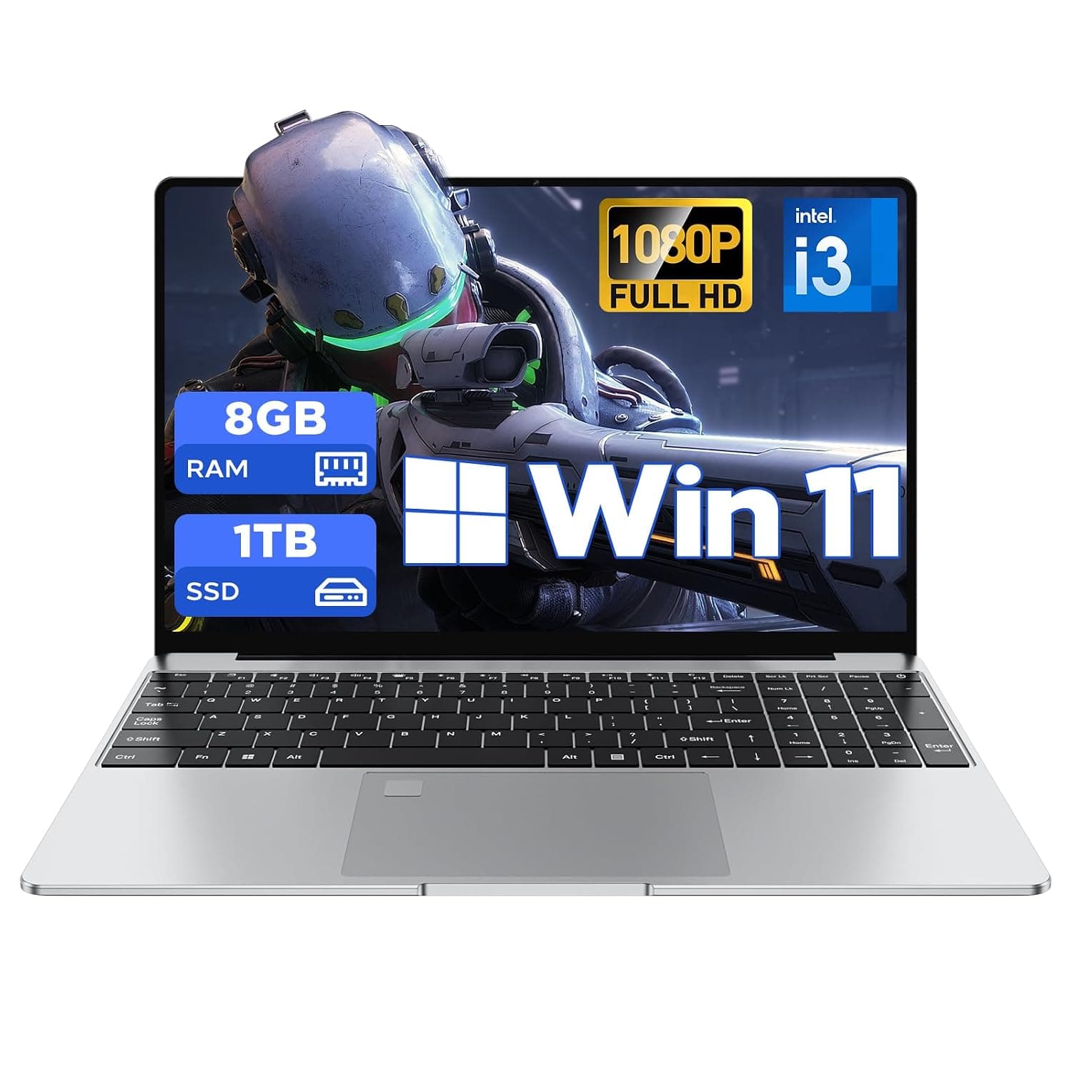 2026 Latest 15.6'' for Windows 11 Laptop Intel core i3-6006U, 8GB RAM 1TB SSD Laptop Computer, 32GB+1TB Expandable, 1080P FHD IPS Display, Fingerprint, Office, Wi-Fi, BT5.2, Mini-HDMI, USB3.0