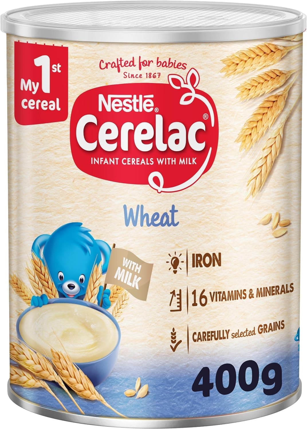 Nestle Cerelac Infant Cereals, Wheat with milk, Baby Food, Tin, 400G