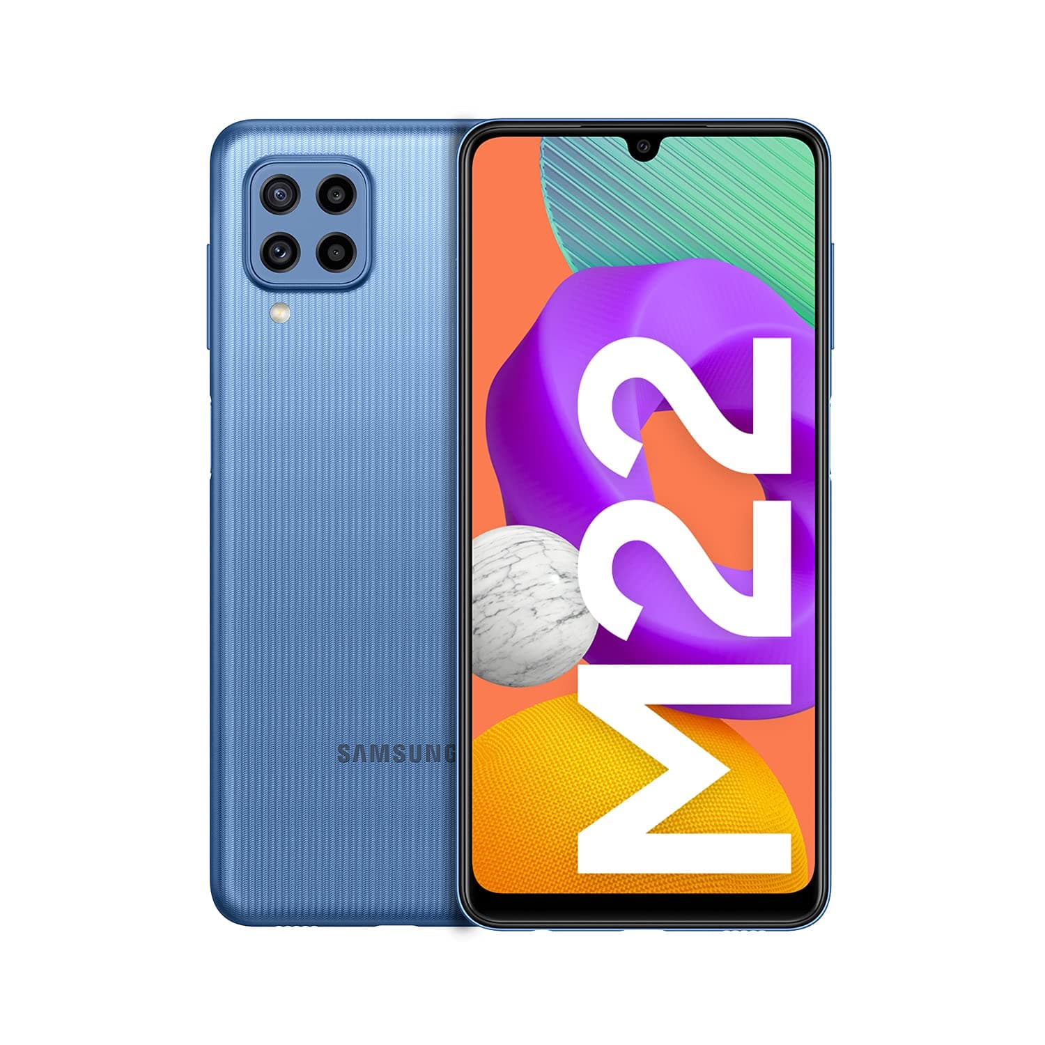 Samsung Galaxy M22 Dual-SIM 128GB ROM + 4GB RAM (GSM only | No CDMA) Factory Unlocked 4G/LTE Smartphone (Light Blue) - International Version