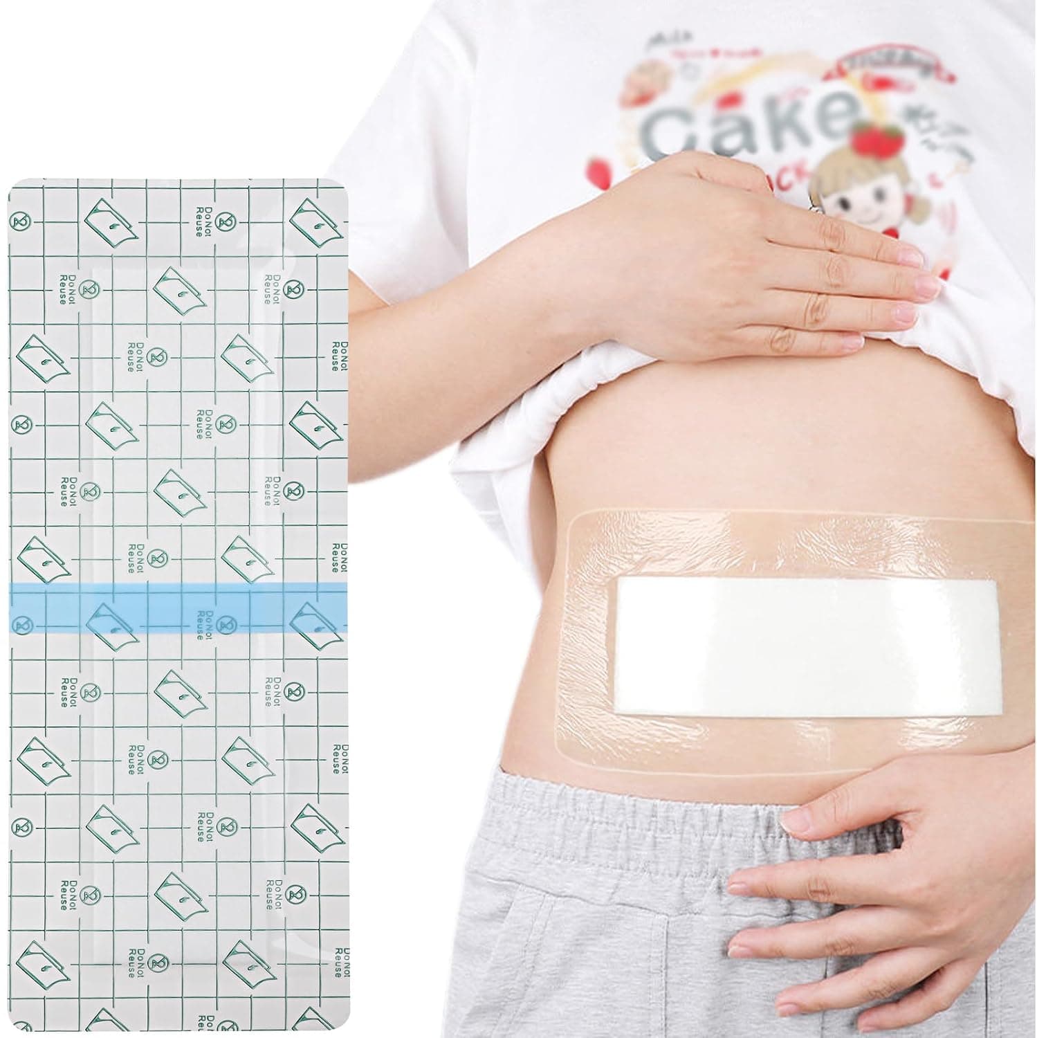 C-Section Waterproof Abdominal Incision Bandages Post Hysterectomy Tummy Tuck Shower Protector Scar Cover with Protective Pad Patches Island Dressing Tapes Large Wound Care Supplies 4x14 Pack of 14