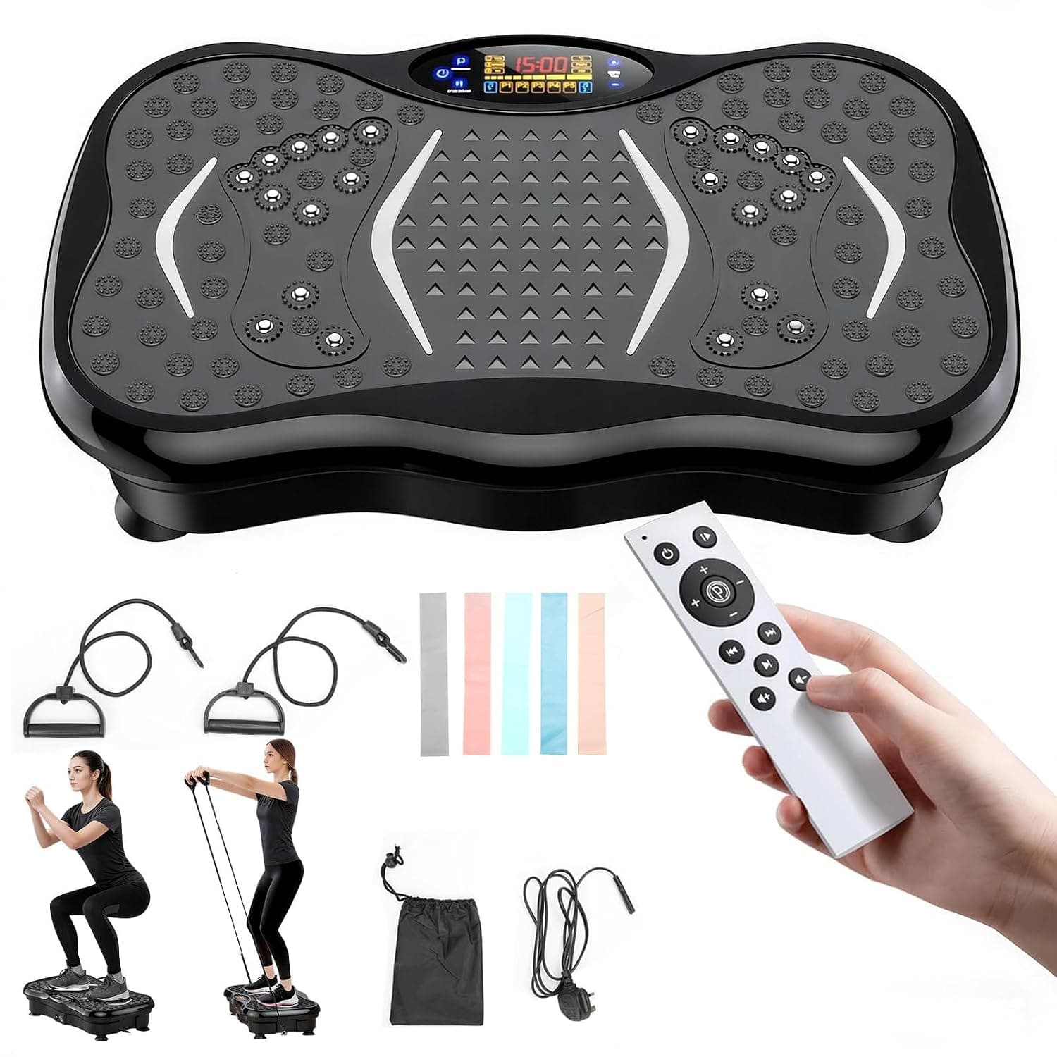 جهاز هزاز Vibration Plates Vibration Fitness Exercise Machine for Home Use,with Bluetooth Speaker, 5 Program Modes,2 Resistance Bands, Vibration Fitness Trainer,330 lb Max Load for Women Men