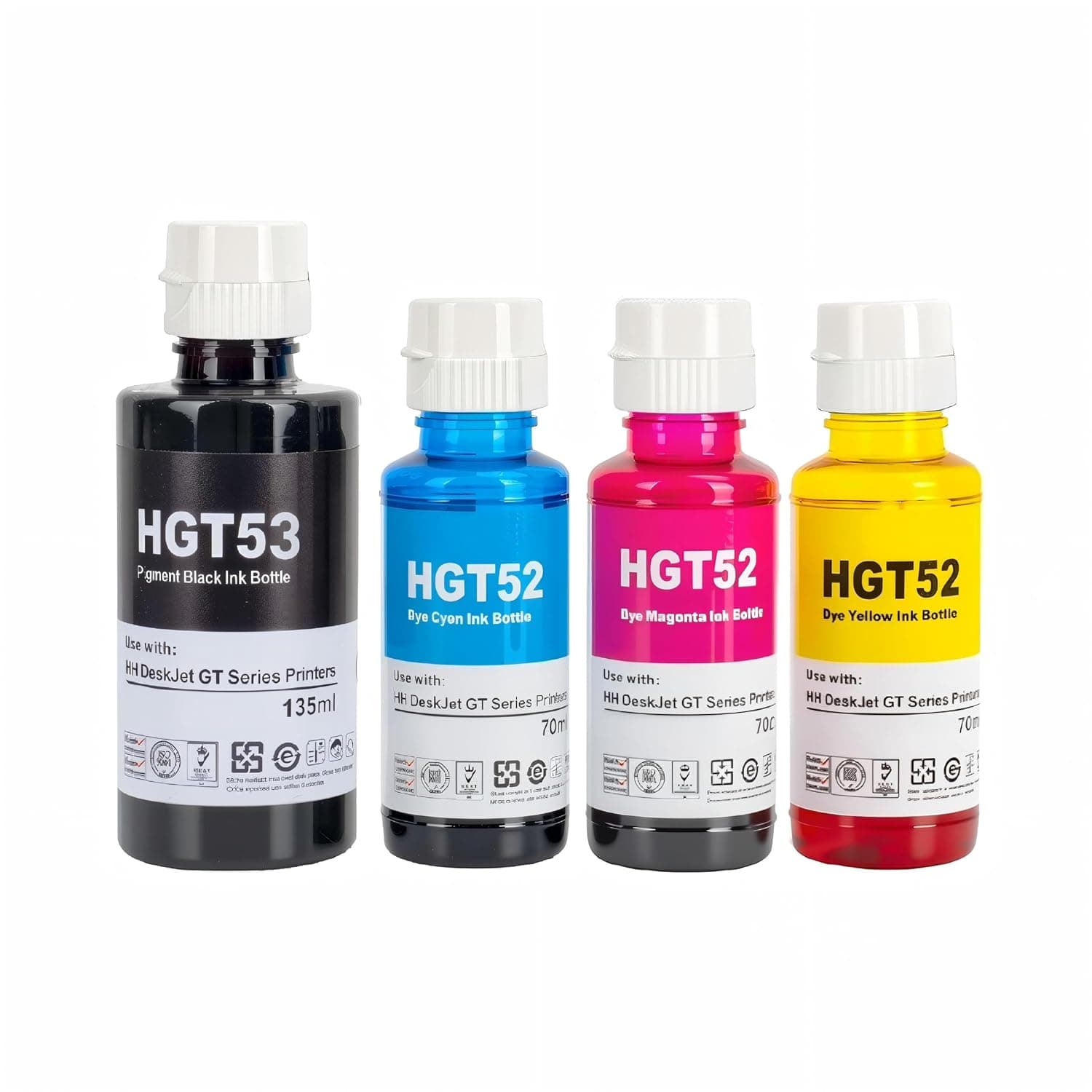 NexNova® 2-Pack GT53XL 135ml Extra Large for HP Printer DeskJet Smart GT Tank Black Cyan Magenta Yellow (Double Black)