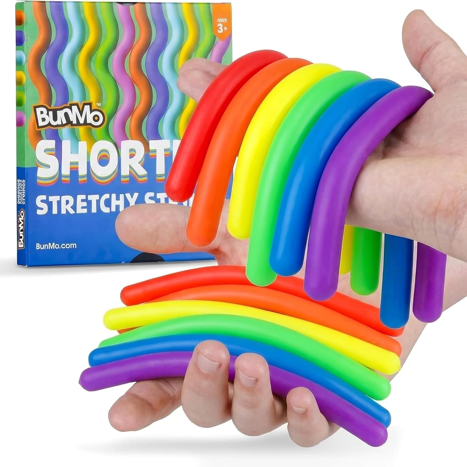 BUNMO Stocking Stuffers for Kids - Stretchy Sensory Strings - Stimulating & Addictive Sensory Toys for Kids - Stocking Stuffers for Boys and Girls - Non Mouthable Toy - Mini Smooth 12 Pack
