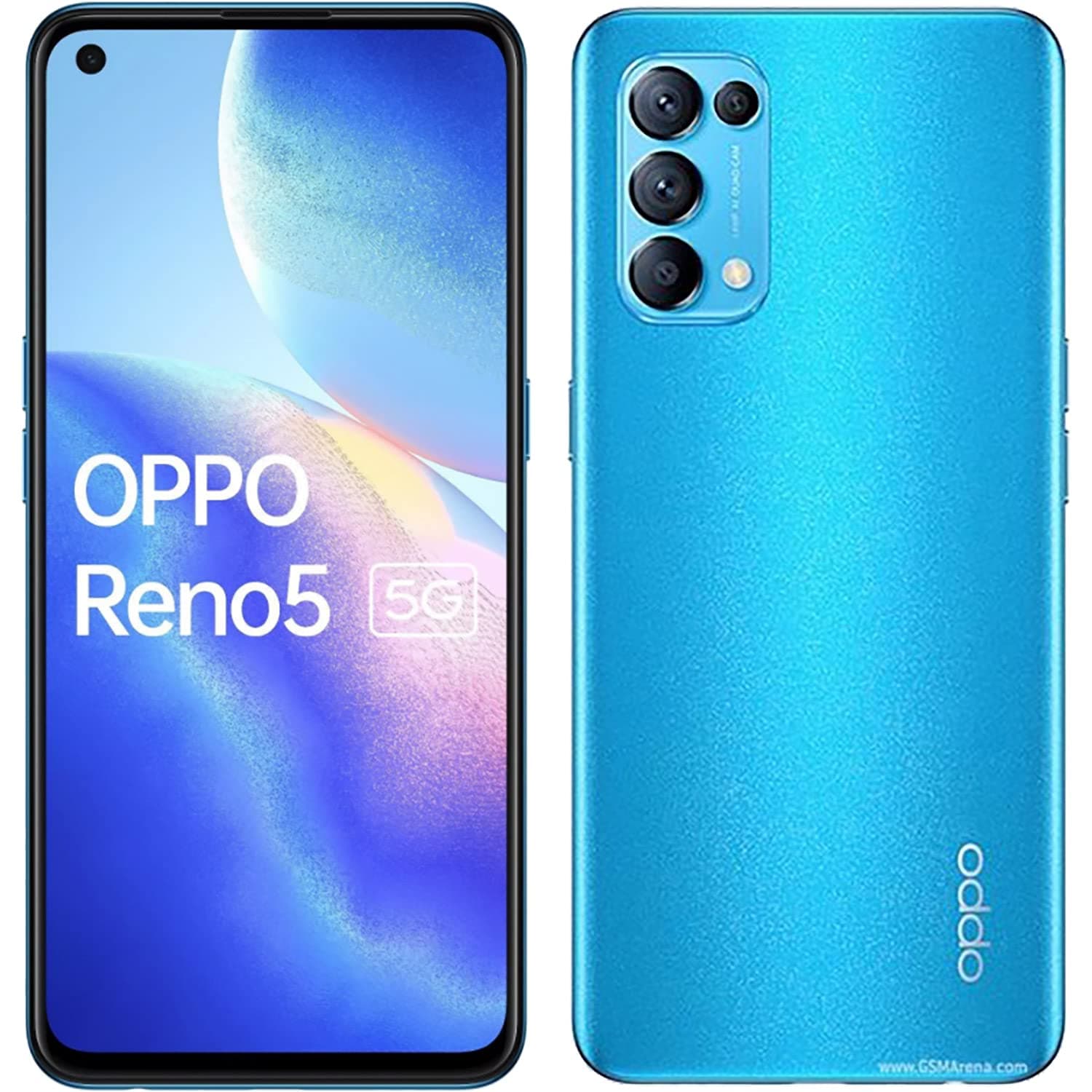 Oppo Reno5 Dual-Sim 128GB ROM + 8GB RAM (GSM | CDMA) Factory Unlocked 5G SmartPhone (Azure Blue) - International Version
