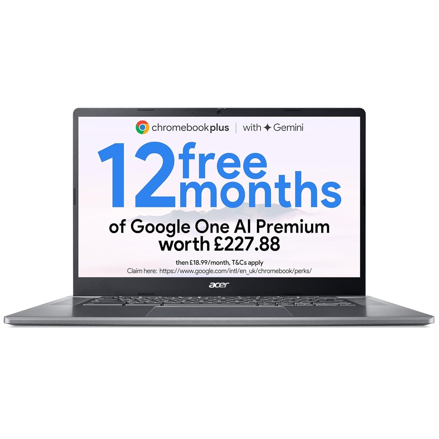 Acer Chromebook Plus 515 CB515-2H Laptop - Intel Core i5-1235U, 8GB, 256GB SSD, Integrated Graphics, 15.6" FHD, Google Chrome OS, Iron