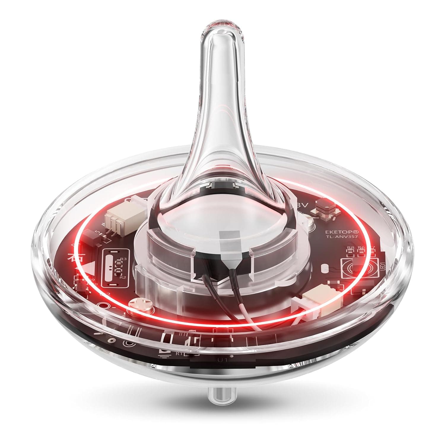 4-Hour Long Spin Rechargeable LED Spinning Top | Color Changing Light Show Fidget Toy | Electric Gyroscope for Focus & Stress Relief (Kids & Adults) - Perfect Desk & Home Gift,(Transparent)