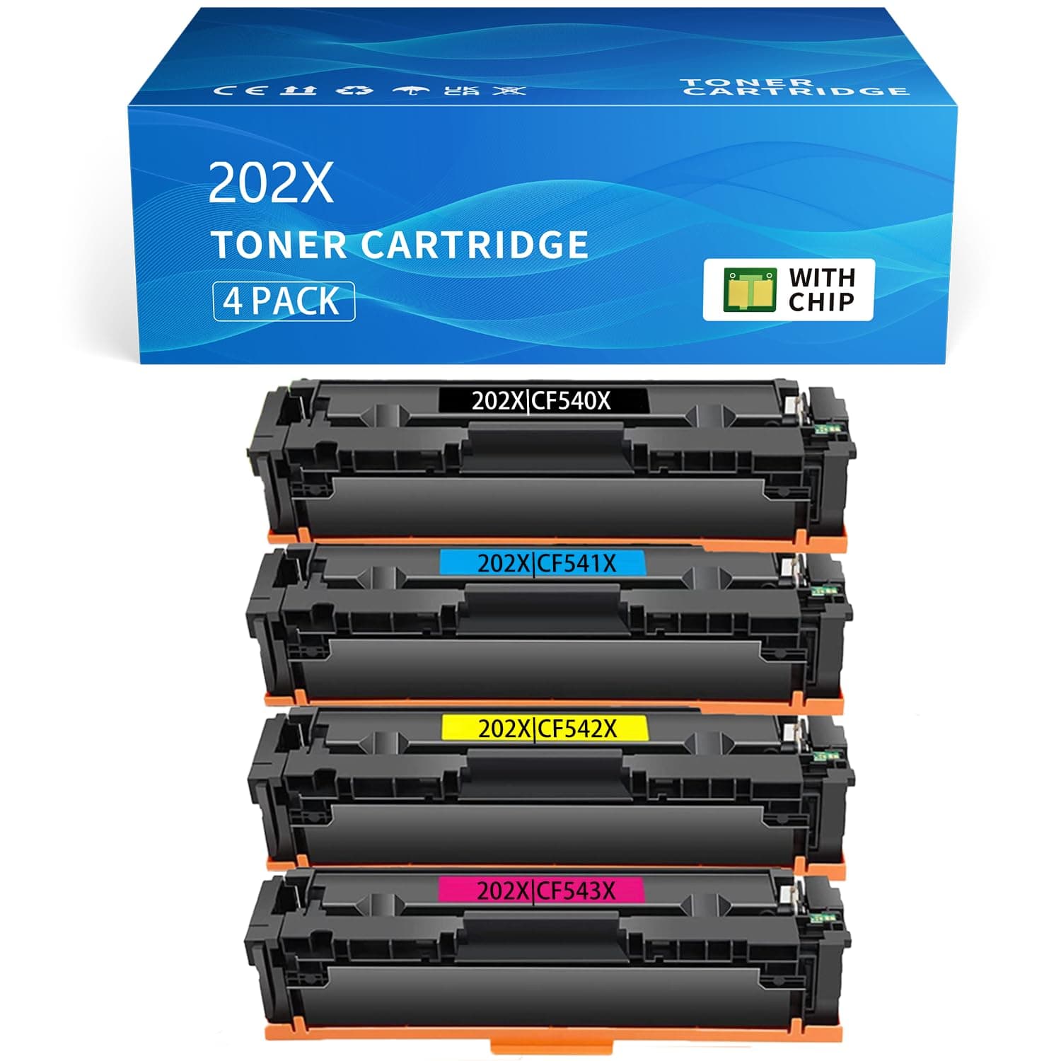202X Compatible for HP Color LaserJet Pro MFP M281fdw M281cdw M281 M254dw M254 Toner Cartridges Compatible for HP 202A CF500X CF500A Toner Cartridges (Black Cyan Yellow Magenta)