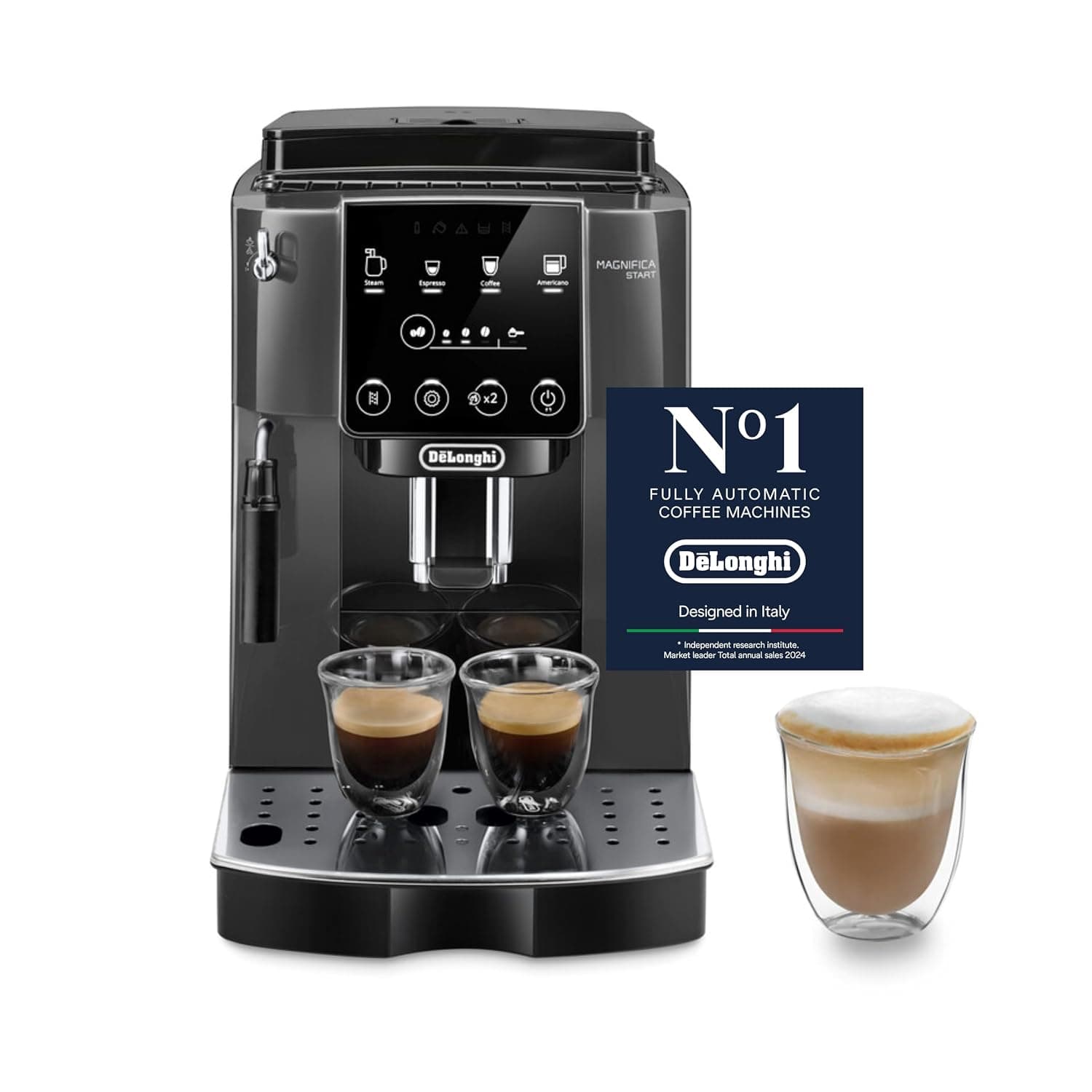 De'Longhi Magnifica start fully Automatic coffee machine,the freshest coffee,Sift touch control panel,Traditional Milk frother,One touch recipes, ECAM220.22.GB, Black