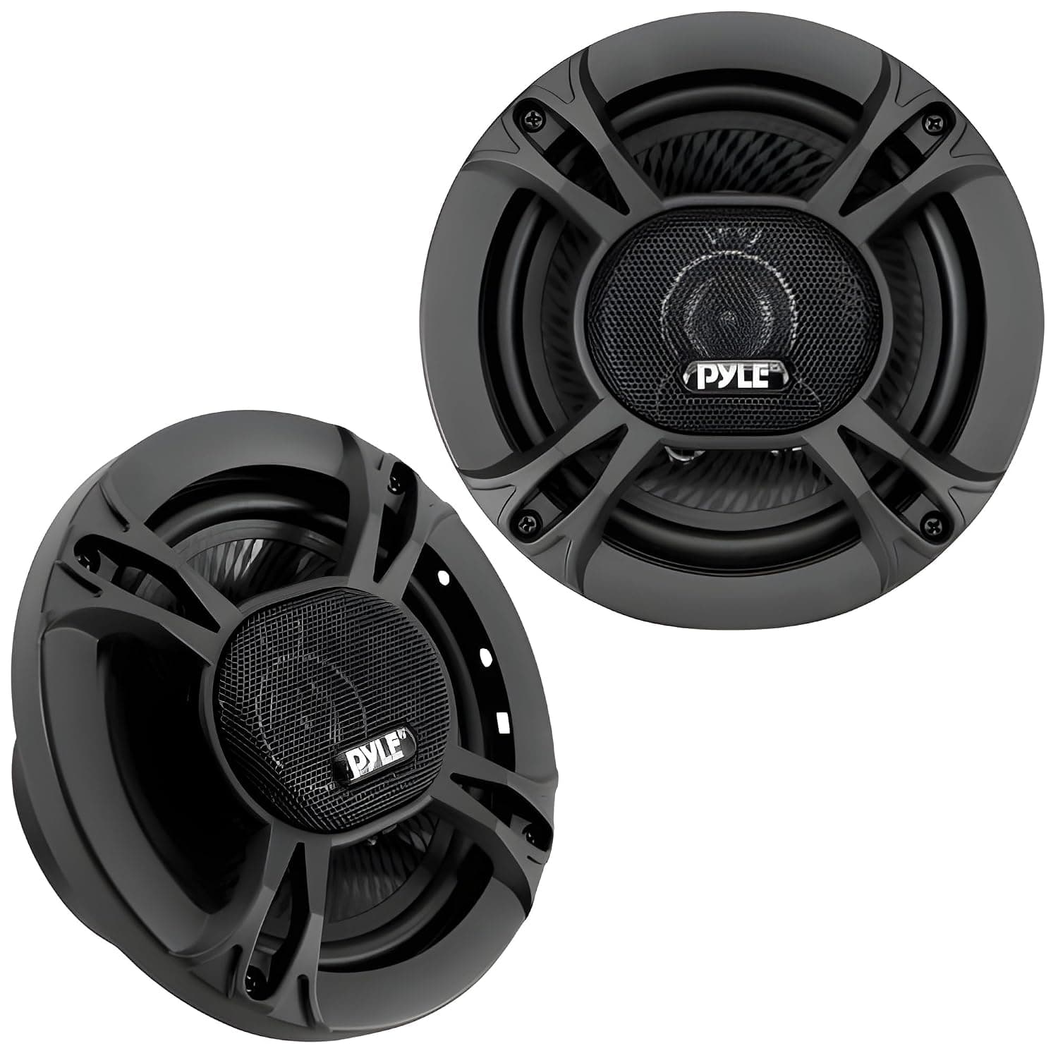 Pyle 3-Way Universal Car Stereo Speakers-300W 6.5” Triaxial Loud Pro Audio Car Speaker Universal OEM Quick Replacement Component Speaker Vehicle Door/Side Panel Mount Compatible PL613BK (Pair), black