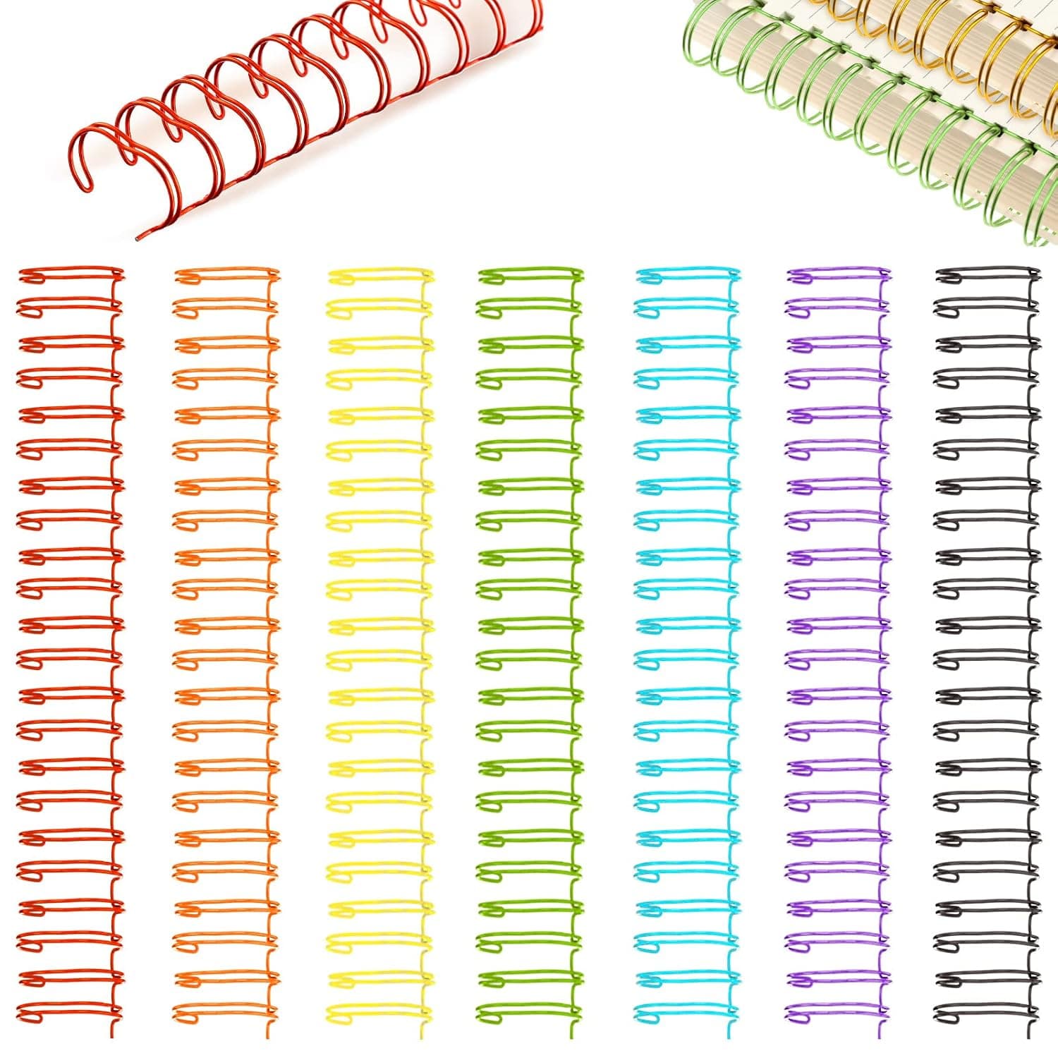 Chengu 20 Pcs Cinch Wire Binding Wire Twin Binding Spines Twin Loop Spines Double Ring Coil for Document Notebook File Making(9/16 Inch,Multi Colors)