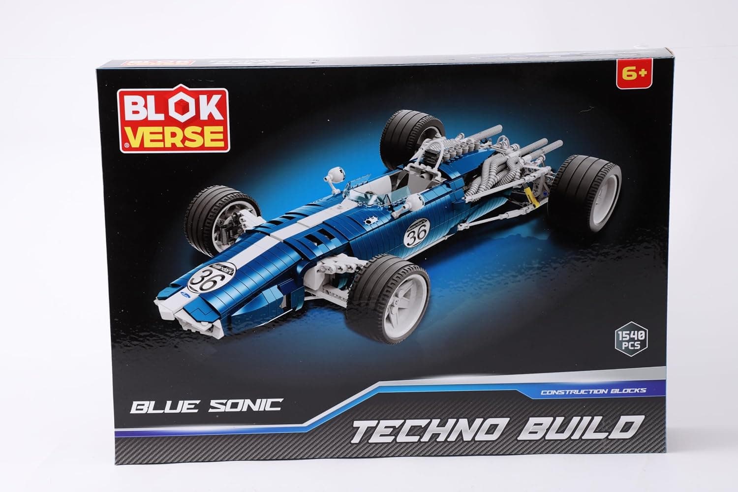 Techno Build Blue Sonic Racing Car Construction Blocks | 1540 Pieces, Formula Race Car, Ages 6 and Above, Detailed Engine Design, Techno Build Series