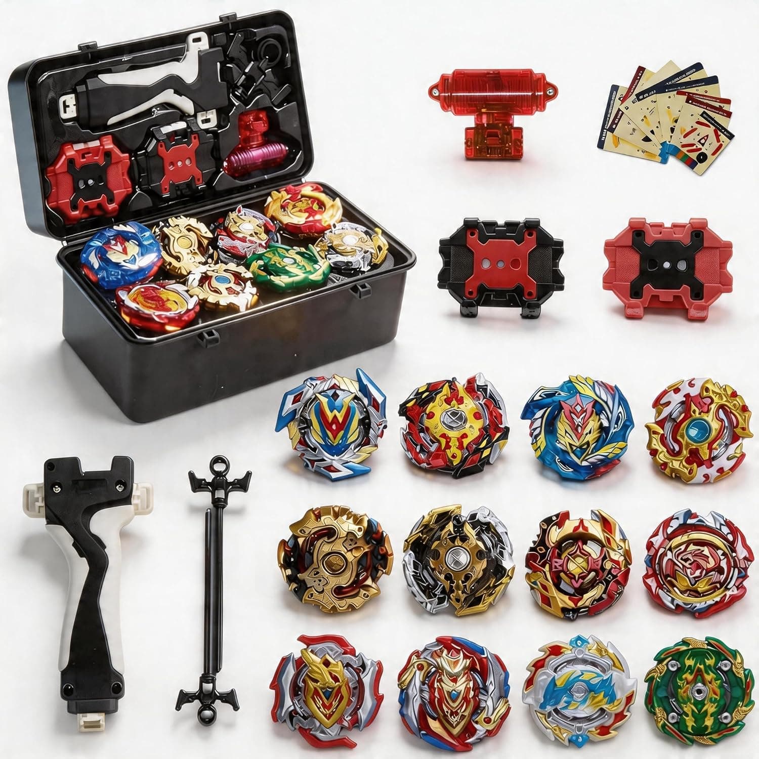 12in1 Bey Fighting Spinners with 2 Burst Turbo Launcher, Metal Fusion Burst Battle Gyro Children, with Portable Box