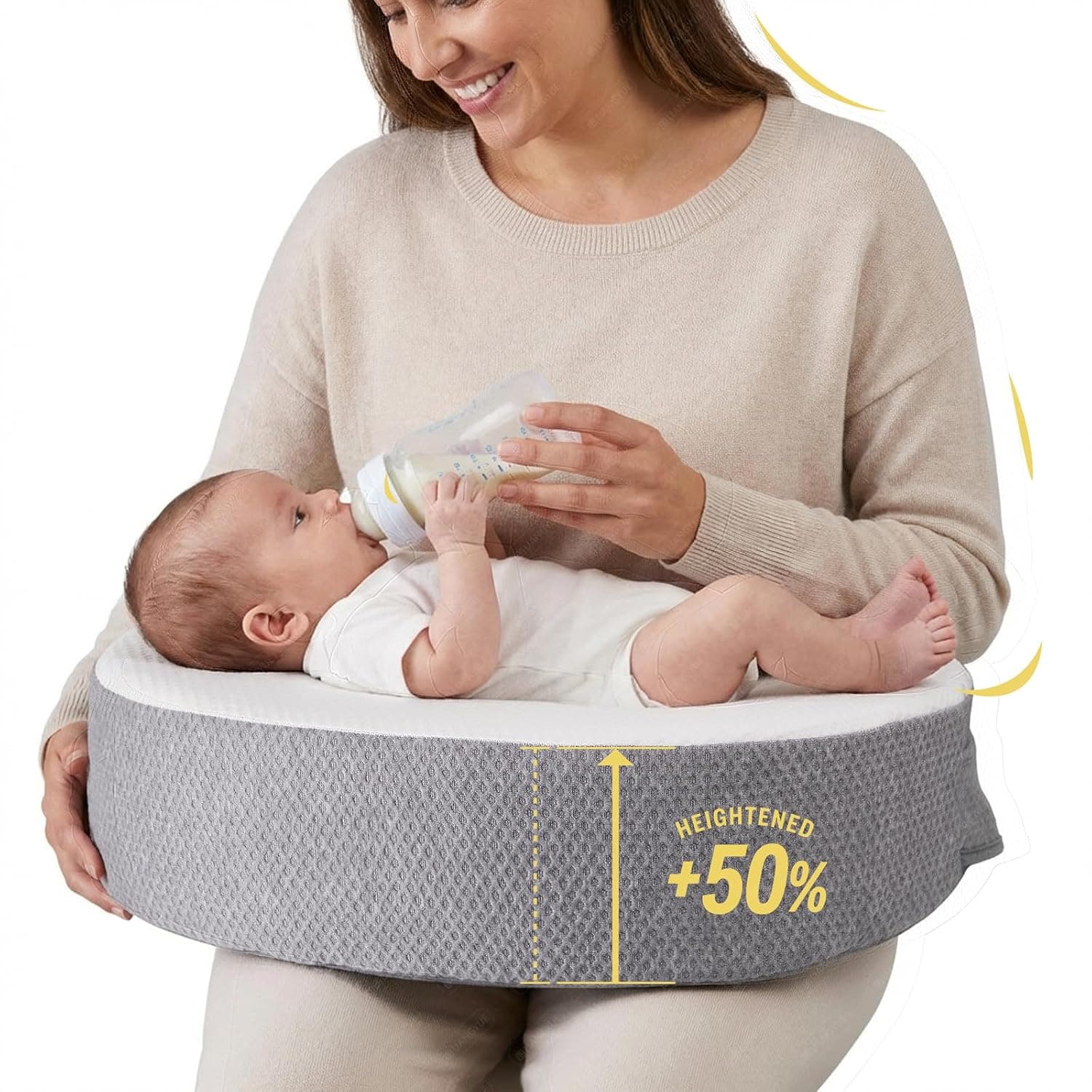 Memory Foam Nursing Pillow - Pioneering Safety Fence-Plus Size Breastfeeding Pillow for Ergonomic Comfort & Support-Easier and Healthier Nursing - Fit for All, Removable Cover