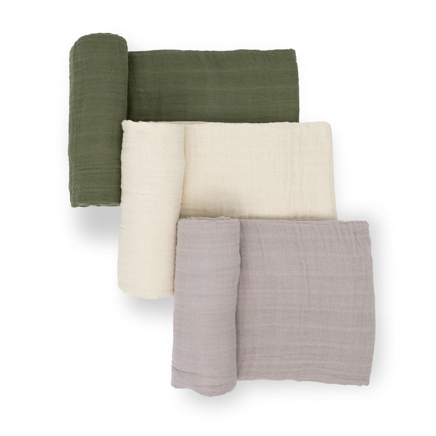 Little Unicorn Cotton Muslin Swaddle Blanket 3 Pieces Set, Fern 2