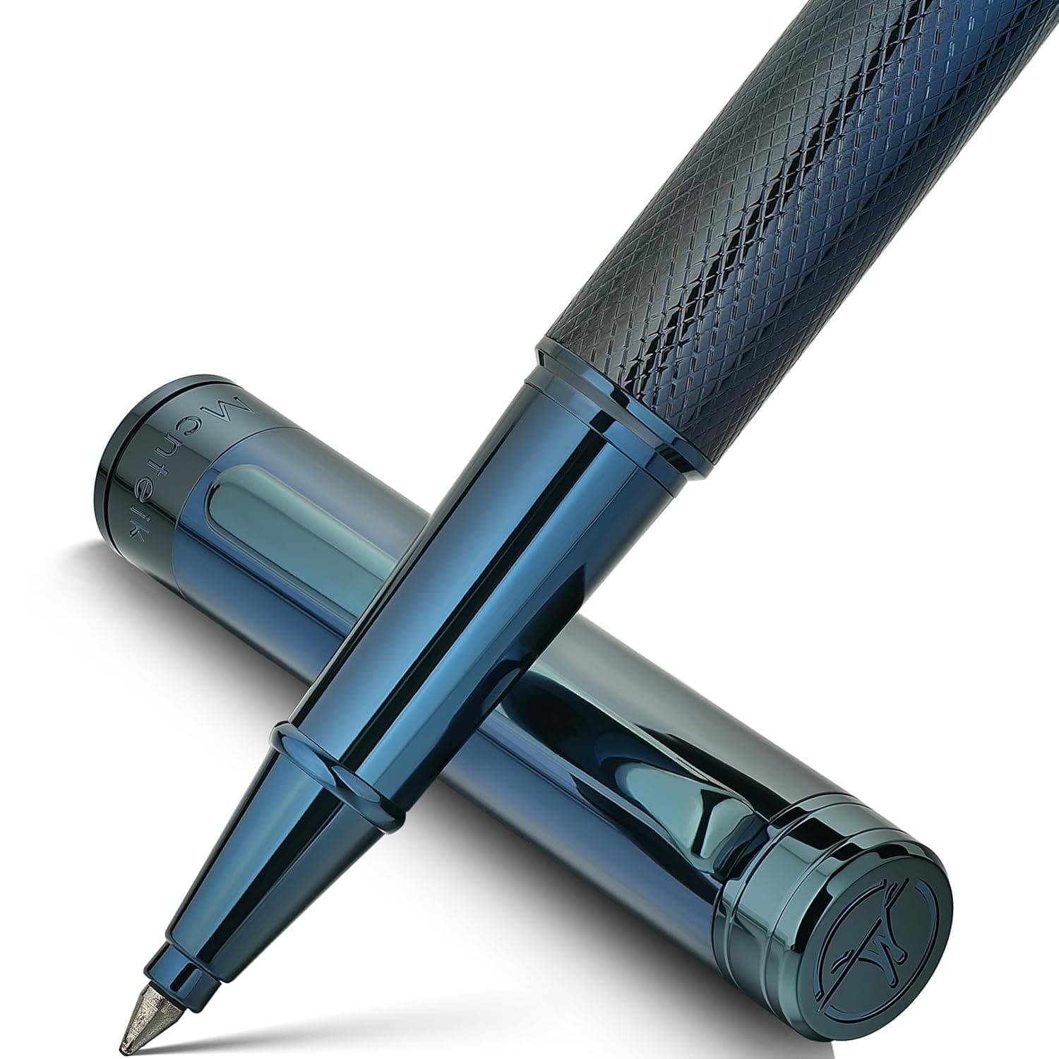 MCNTEIK Matte Black Forest Rollerball Pen (Black ink, Electroplated Blue)