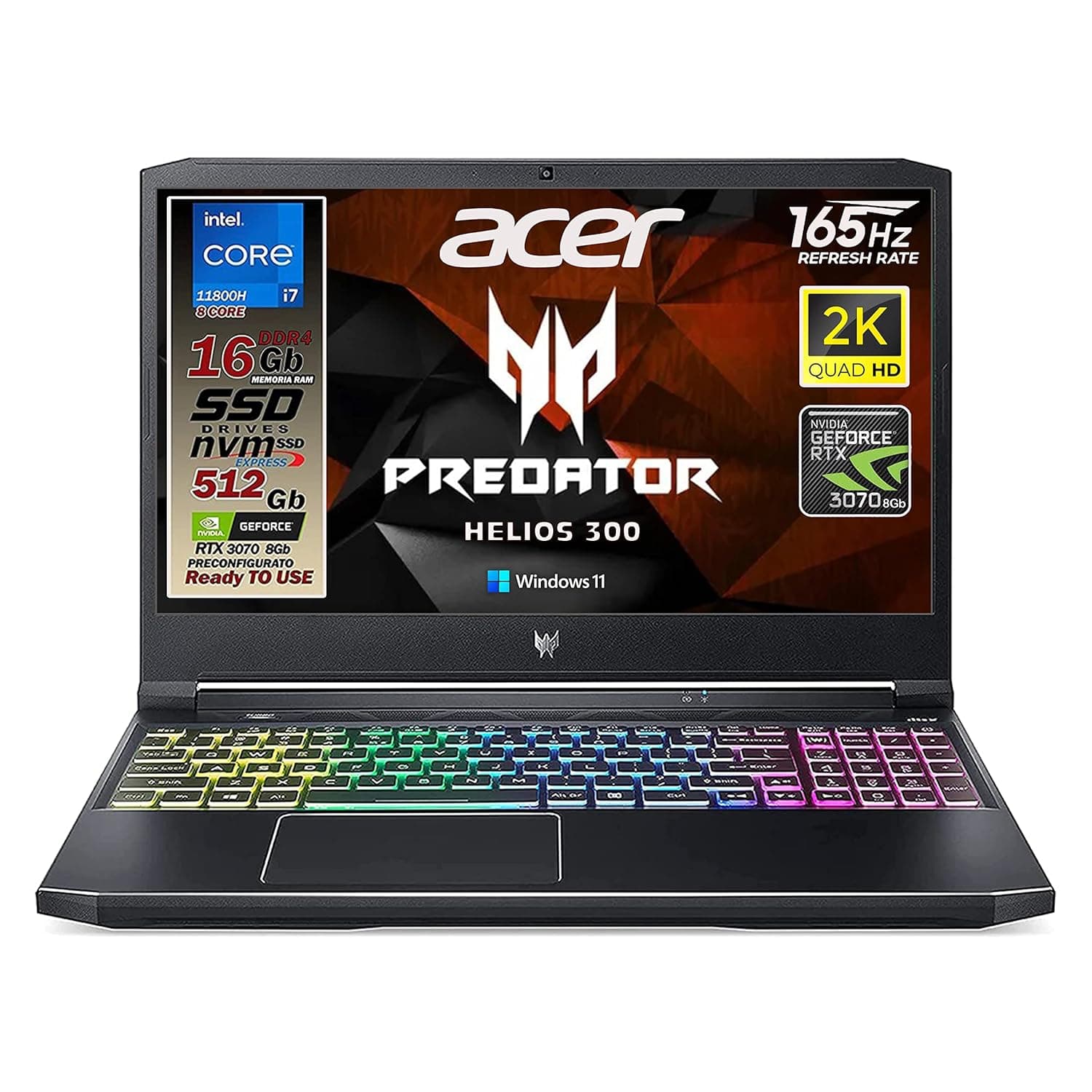Acer Predator Helios 300 Gaming Laptop, 15.6" Full HD IPS, Intel i7 CPU, 16GB DDR4 RAM, 256GB SSD, GeForce GTX 1060-6GB, VR Ready, Red Backlit KB, Metal Chassis, Windows 10 64-bit, G3-571-77QK