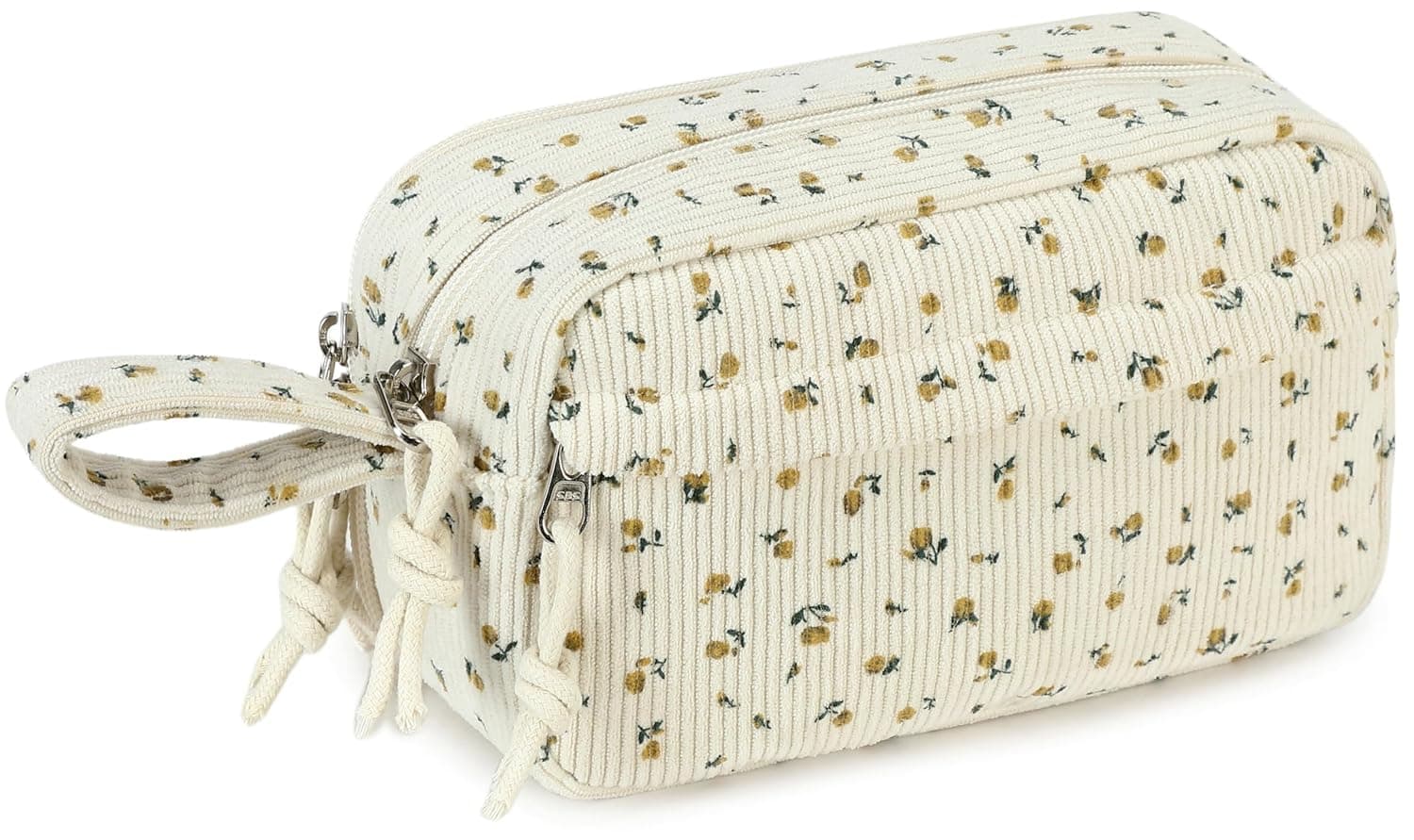 LEDAOU Pencil Bag, Large Capacity Pencil Case with Zipper, School Supplies for Teenage Girls, beige small flower 92, school pencil case