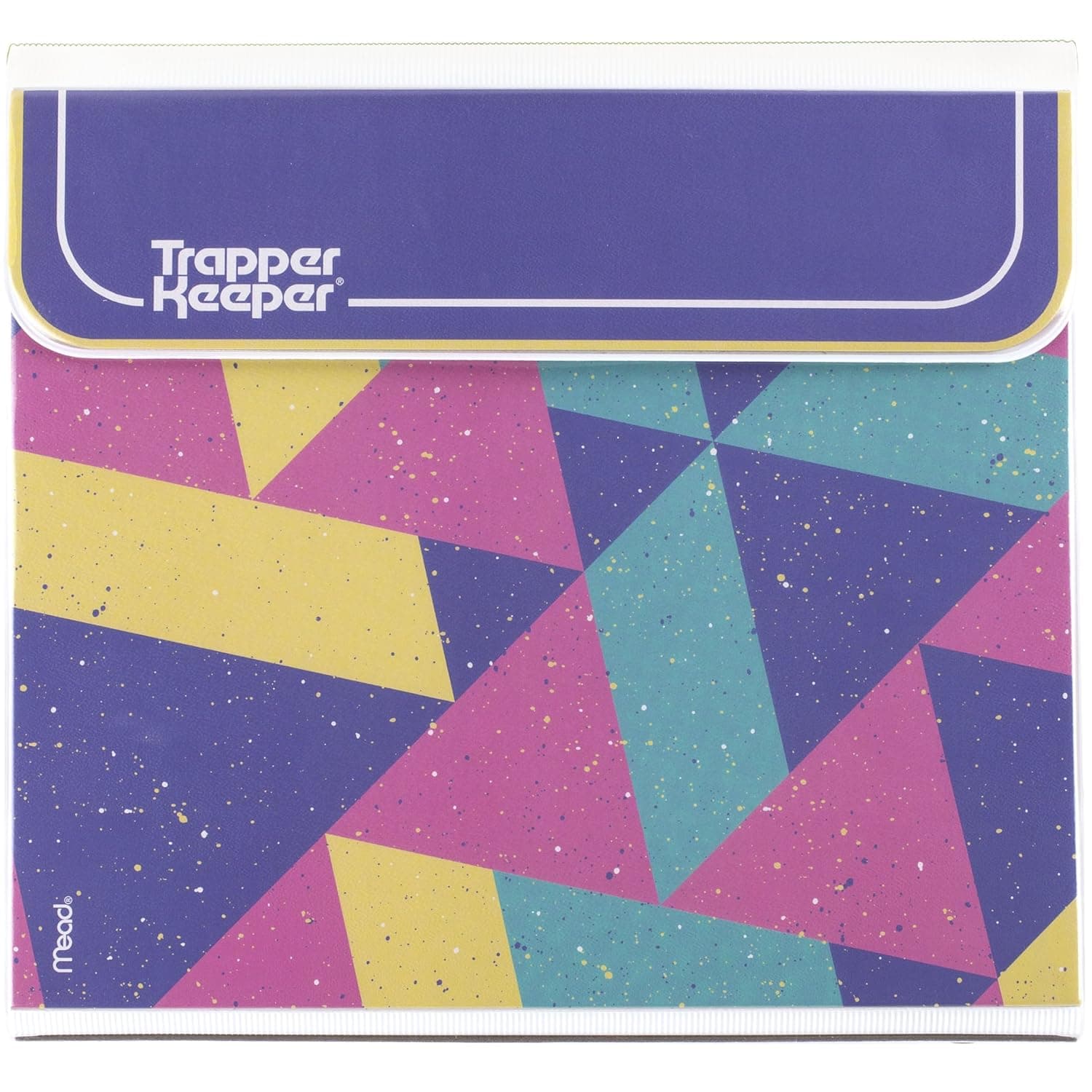 Mead Trapper Keeper Binder, Retro Design, 1 Inch Binder Includes 2 Folders and Extra Pocket, Metal Rings and Spring Clip, Secure Storage, Colorblock, School Supplies (260038FN-ECM)
