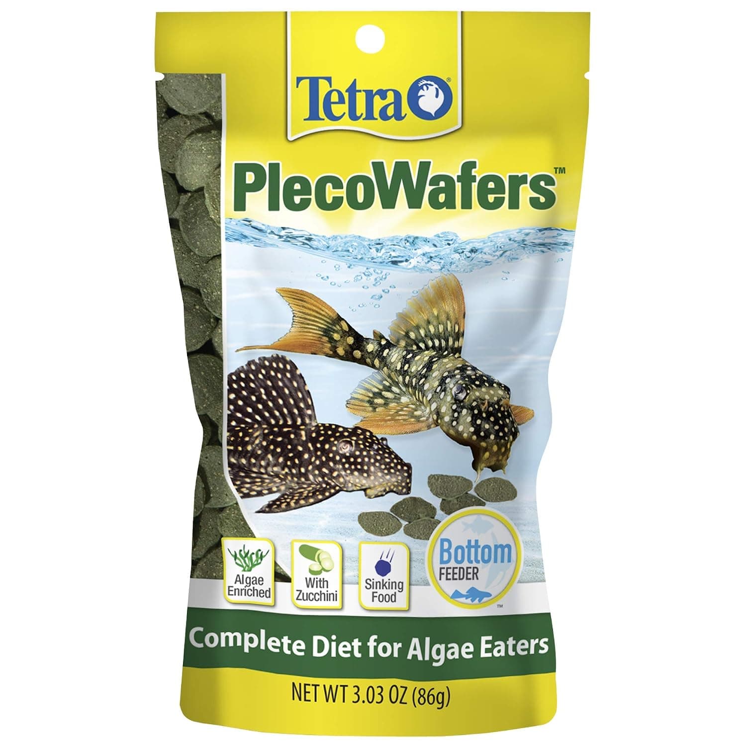 Tetra PlecoWafers 86 Grams, Nutritionally Balanced Fish Food For Algae Eaters , 3.03 Ounce (Pack of 1)