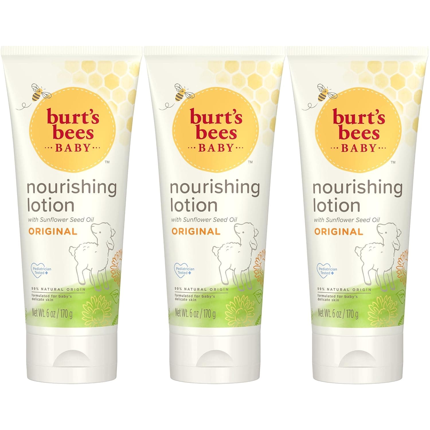 Burt's Bees Baby Nourishing Lotion, Original Scent Baby Lotion - 6 Ounce Tube - Pack of 3