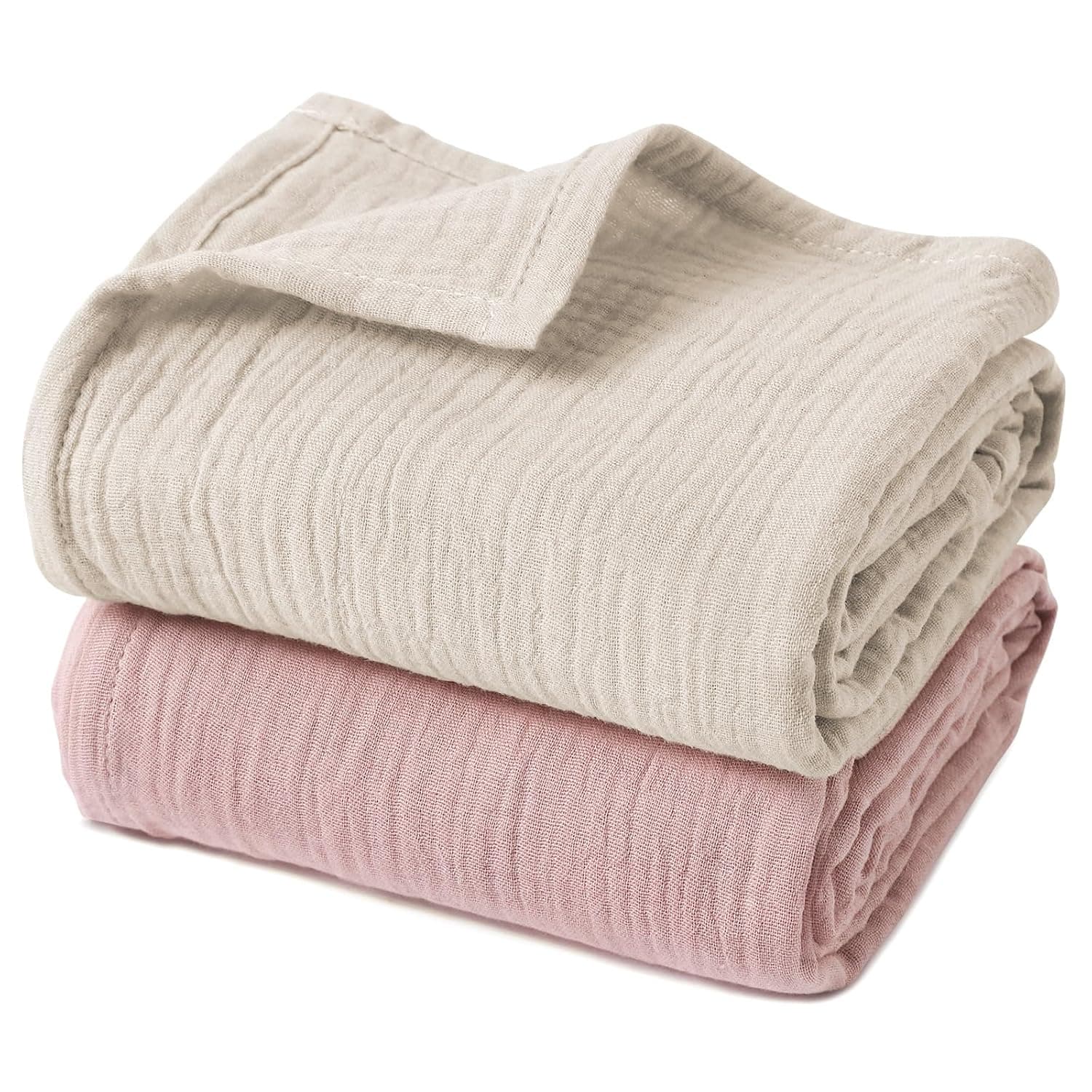 GLLQUEN BABY Muslin Swaddle Blankets for Girls, 2-Pack Organic Baby Blankets for Girl Boy, Newborn Receiving Blanket, Baby Swaddle Blanket Unisex, Baby Essentials, Registry & Gift | 2Pk, 100% cotton, ultra soft and breathable, gentle on sensitive newborn skin, Multi-use as swaddle wrap, receiving blankets