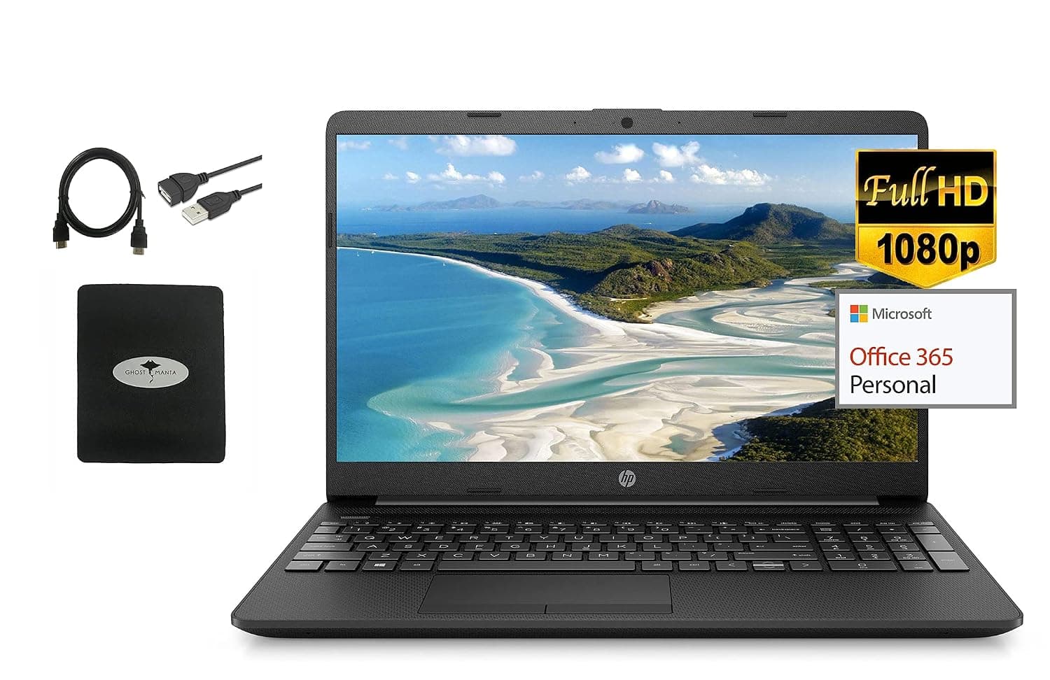 2021 Newest HP 15.6" FHD 1080P IPS Anti-Glare Laptop, Intel Processor N4020, 8GB DDR4 RAM, 256GB SSD, 1-Year Office 365, Online Meeting Ready, Ethernet, WiFi, Fast Charge, Win10 S, w/GM Accessories