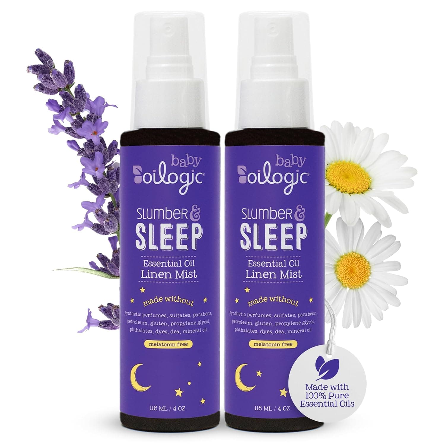 Oilogic Slumber & Sleep Spray for Babies & Toddlers - Aromatherapy Linen Spray with 100% Pure Essential Oils Sleep, Comfort, & Wellness Blends - Pediatrician-Tested Baby Essentials for Bedtime, 2-Pack | Aromatherapy Linen Spray with 100% Pure Essential Oils for Restful Sleep & Comfort at Bedtime - Pediatrician-Tested, 2-Pack