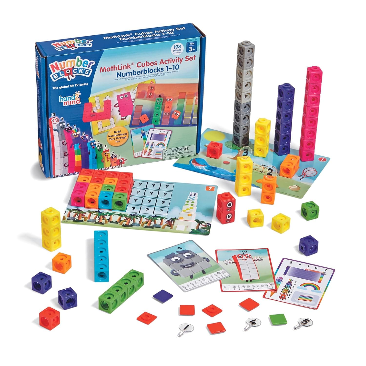 hand2mind MathLink Cubes Numberblocks 1-10 Activity Set, 30 Activities Linked to TV Episodes, Math Cubes, Counting Toys, Base Ten Blocks, Montessori Math, Counters for Kids Math, Kindergarten Toys