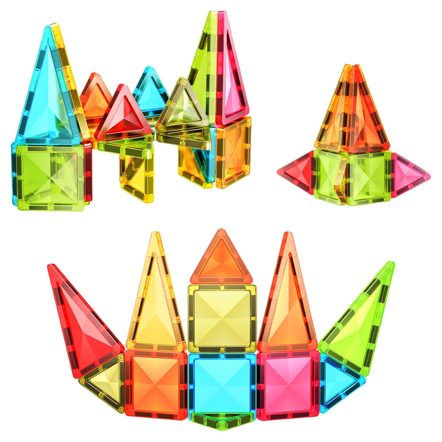 PicassoTiles 36pc Magnet Tile Building Blocks Mini Diamond Series Magnetized Toy Travel Size Compact Portable Magnetic Construction Block STEM Sensory Toy Early Education Learning Kids Ages 3+ PTM36