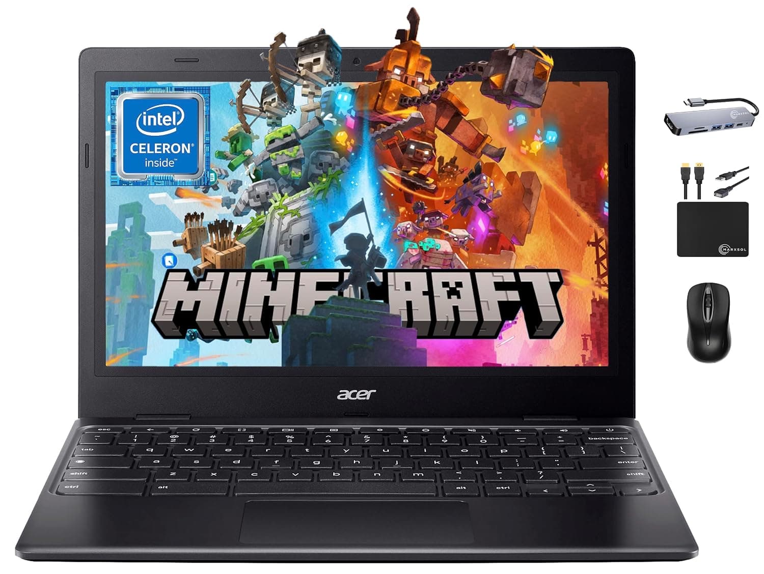 Acer 2024 311 Chromebook Laptop Student Business, Intel N4500 Dual-Core Processor, 11.6" HD Display, 4GB RAM, 192GB (64GB eMMC+128GB), WiFi Webcam, Long Battery
