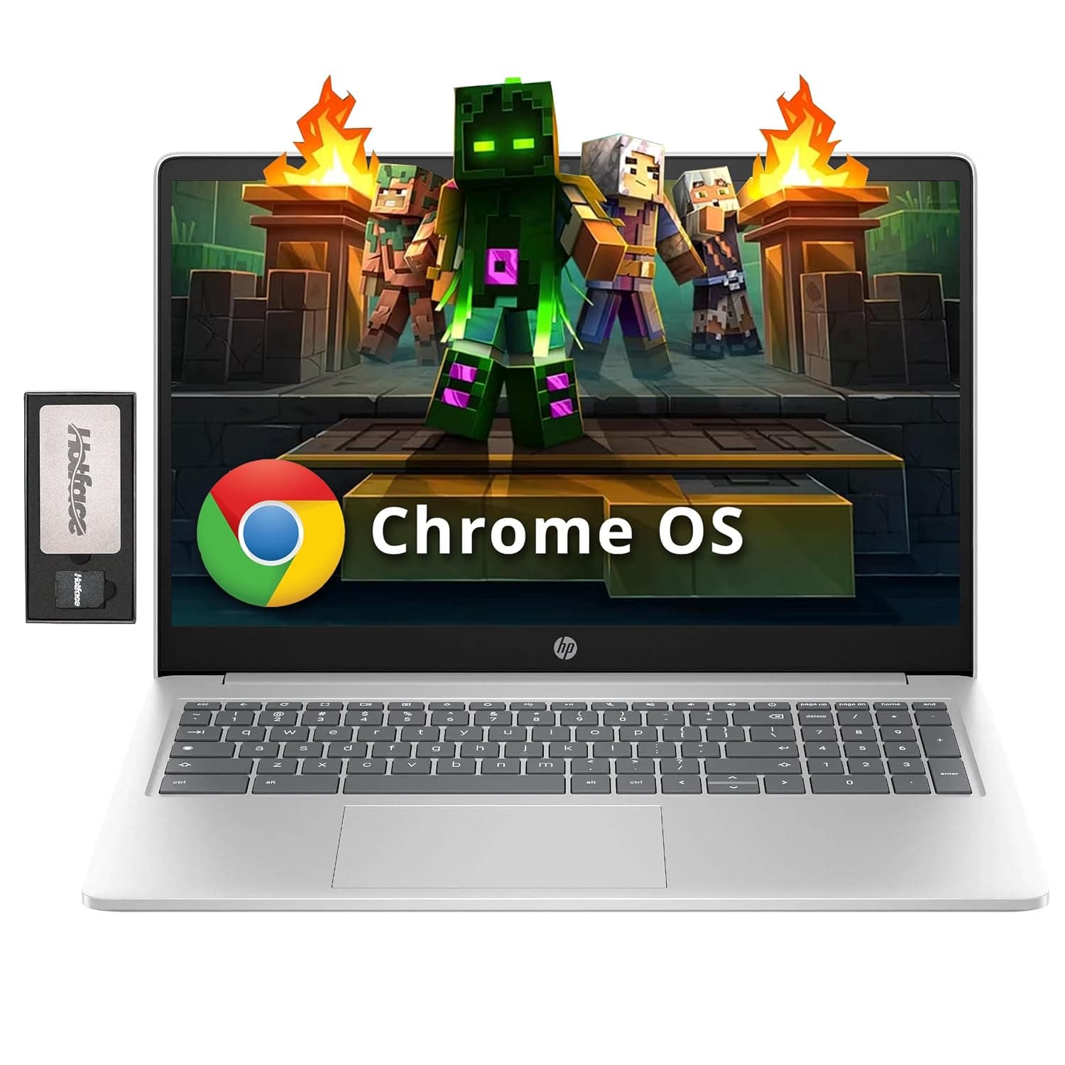 HP 15.6" HD Anti-Glare Chromebook Laptop, Intel Pentium N200, 8GB LPDDR5, 224GB Storage (64GB eMMC+160GB Docking Station Set), Intel UHD Graphics, Num Pad, 720p Camera, Wi-Fi 6, Chrome OS, Silver