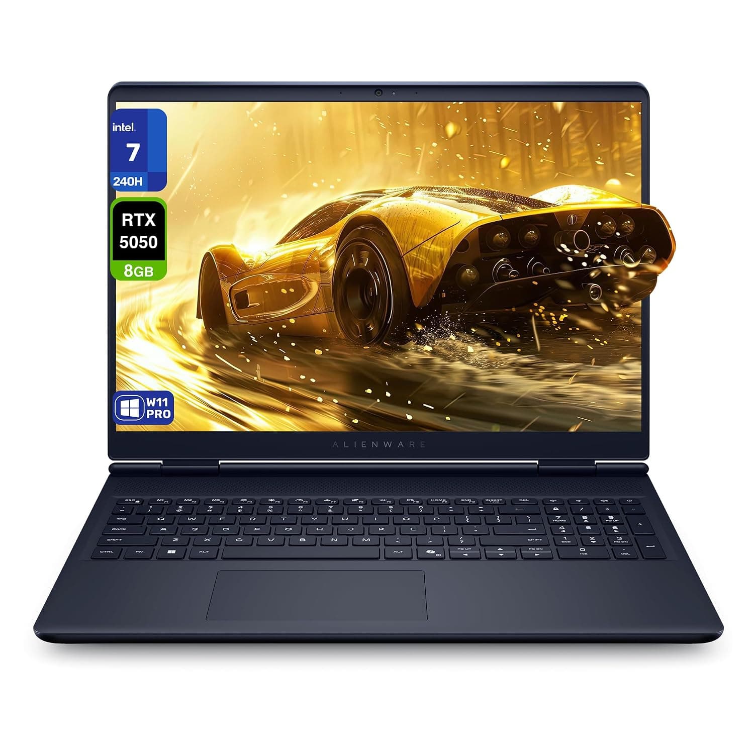 Alienware 16 Aurora Gaming Laptop, Intel 7-240H, 32 GB DDR5 RAM, 2 TB PCIe SSD, 16'' WQXGA (2560x1600) 120 Hz Display, Nvidia G-Force RTX 5050, White Backlit Keyboard, W11 Pro, Intelstellar Indigo
