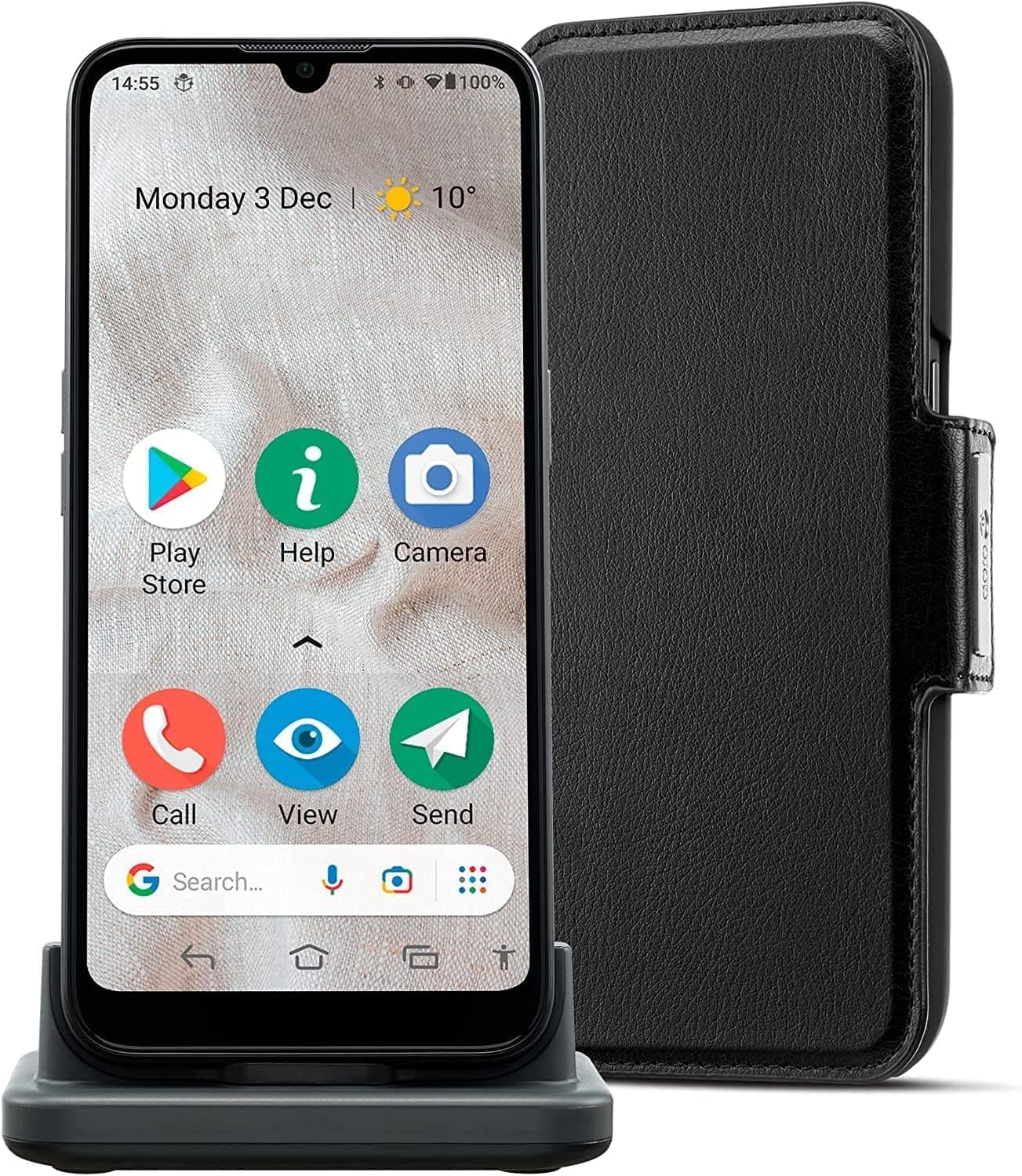 Doro 8100 Plus Single-Sim 32GB ROM + 2GB RAM (GSM only | No CDMA) Factory Unlocked 4G/LTE Smartphone (Black) - International Version
