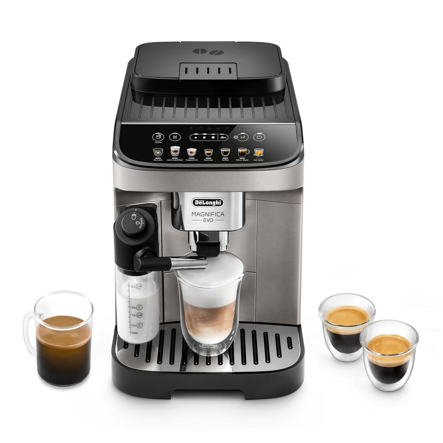 De'Longhi Coffee Machine MAGNIFICA EVO Fully Automatic Bean to Cup Coffee Machine, 12+ Functions, Ideal for Espresso, Americano, Cappuccino, Latte, Macchiato & More Coffee Recipes ECAM290.81.TB