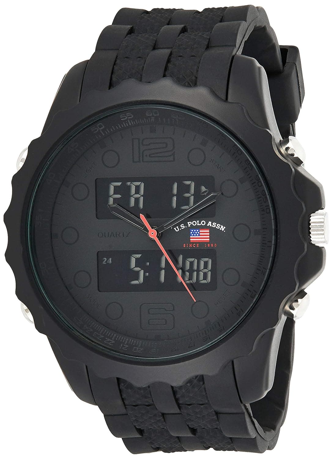 U.S. Polo Assn. Sport Men's US9269 Black Watch With Black Rubber Band