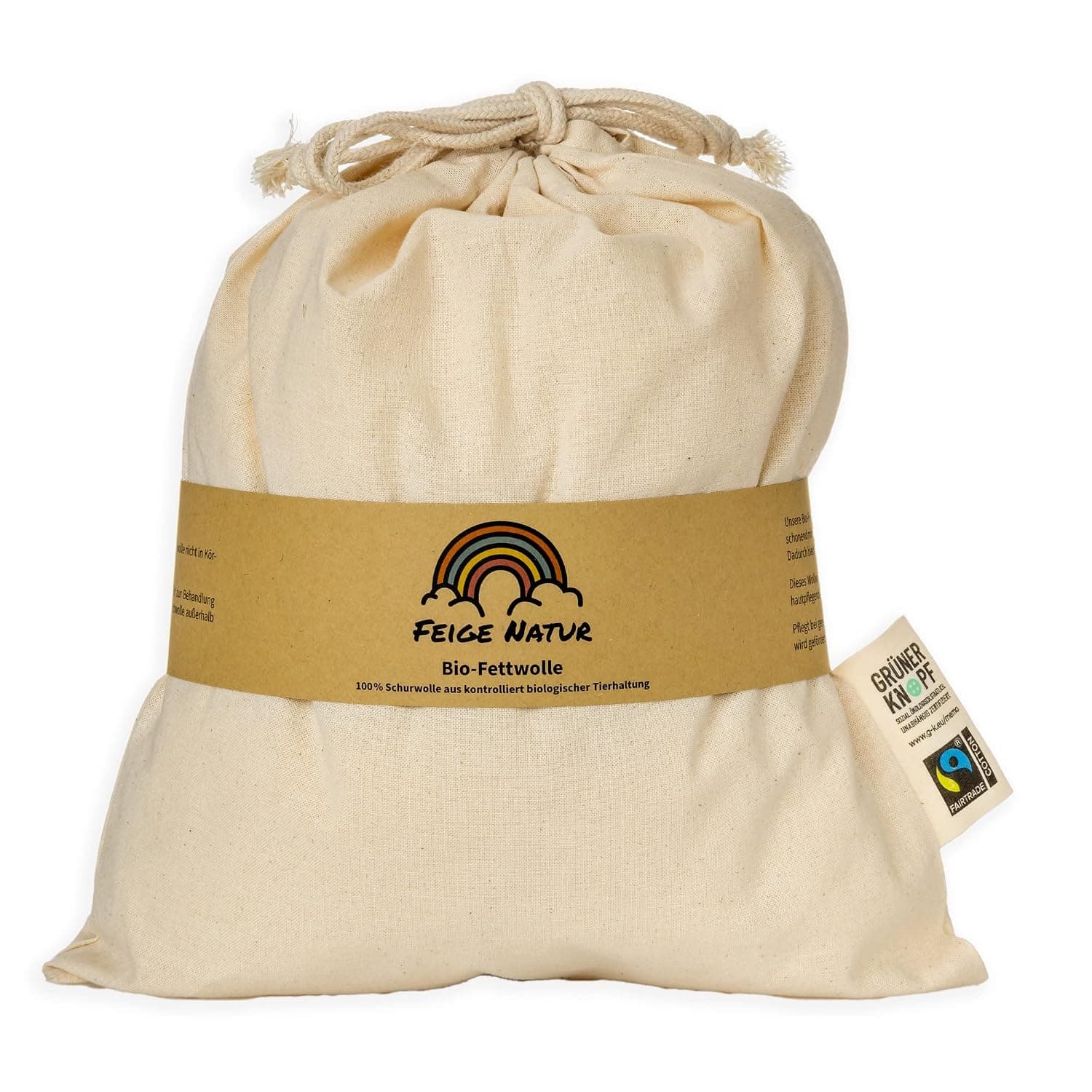 Organic Fatty Wool Organic 100 g in Cotton Bag - Healing Wool - Baby Care - Lanolin - 100% Natural Care