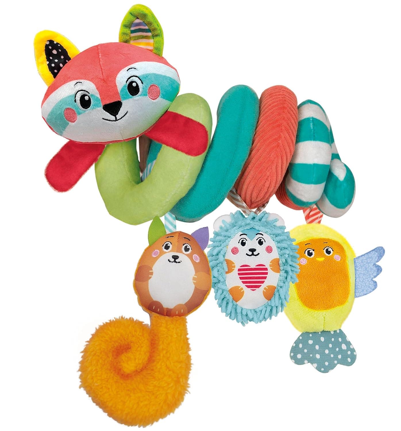 Clementoni Baby Infant Spiral Happy Animals-New Born Gift, Development & Activity, Pushchair Stroller & Pram, Sensory Learning, Toddler 0 Months, Early Years Toys, 17909, Multicolour