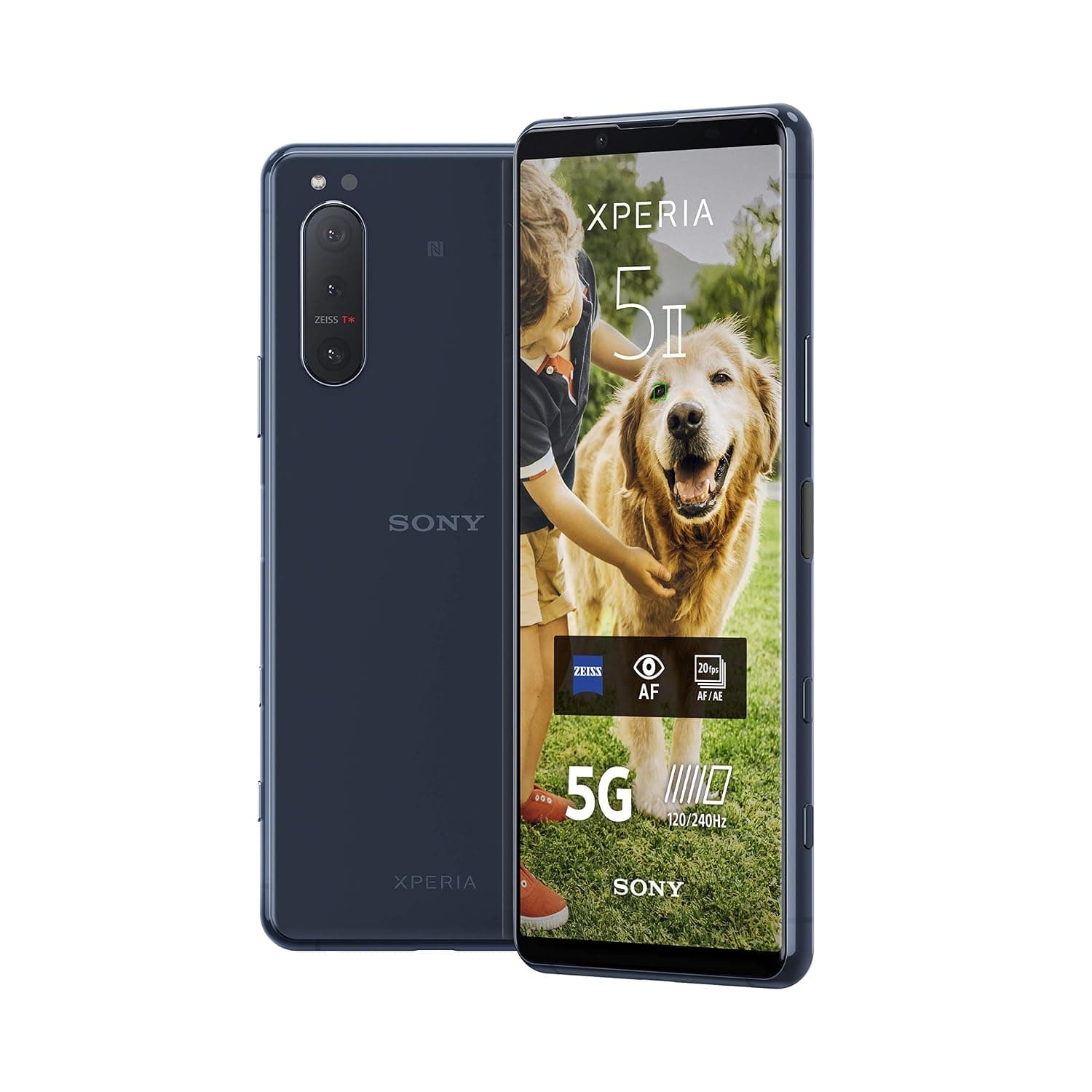 Sony Xperia 5 II - 6.1 Inch 21:9 CinemaWide™ FHD+ HDR OLED display 120Hz - Triple lens camera - 3.5 mm audio jack - Android 10 - SIM free - 8 GB RAM - 128 GB Storage - Dual SIM hybrid - 5G - Blue
