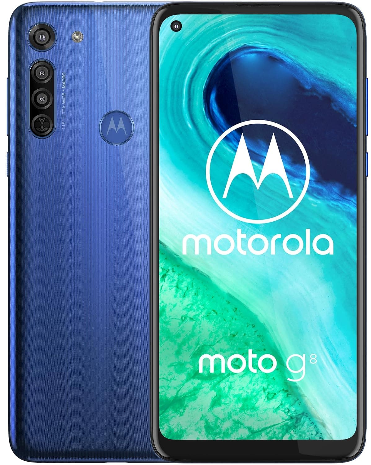 Motorola Moto G8 Dual-SIM 64GB ROM + 4GB RAM (GSM Only | No CDMA) Factory Unlocked 4G/LTE Smartphone (Neon Blue) - International Version