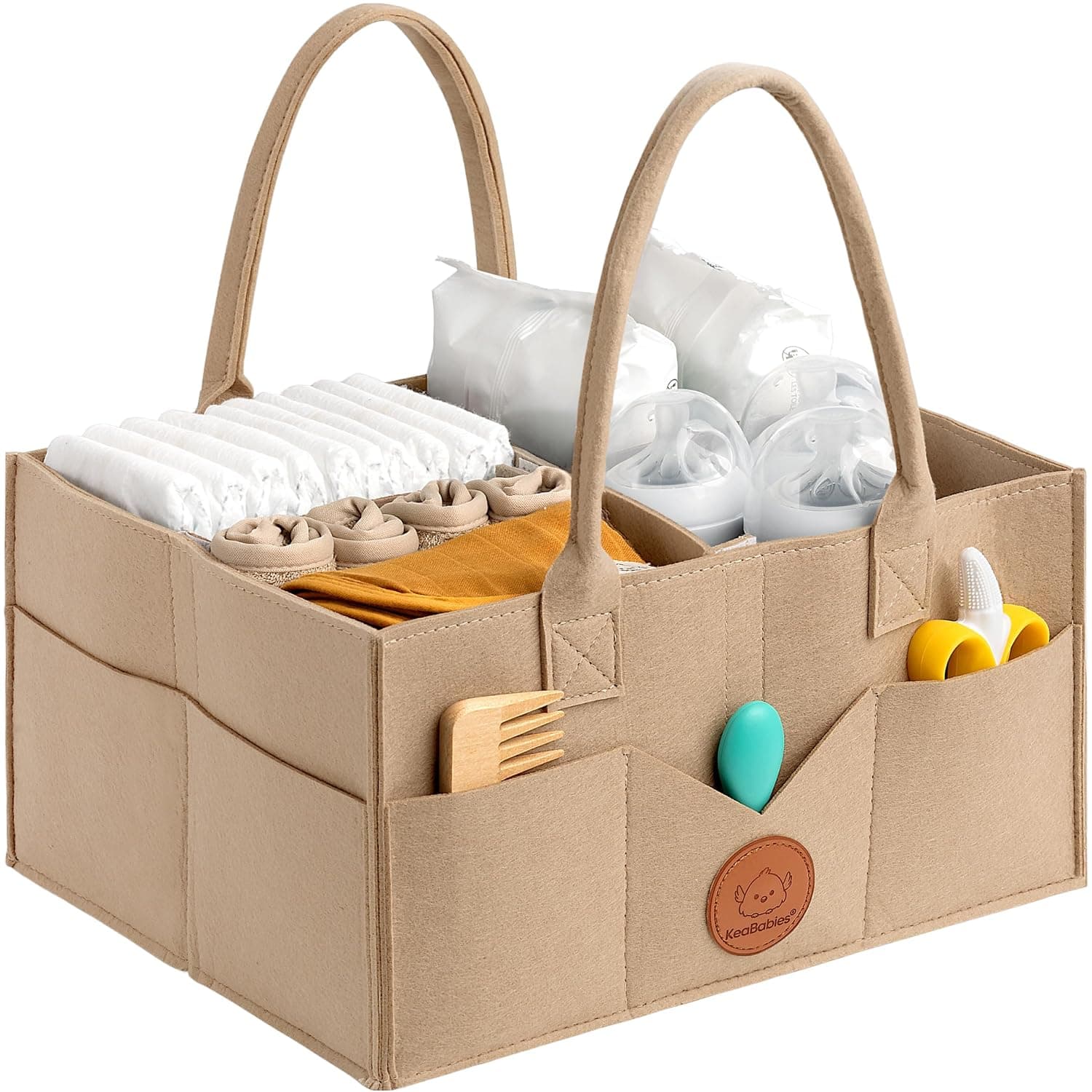 KeaBabies Original 2.0 Diaper Caddy, Taupe, Spacious, Organized, Multi-Functional Baby Organizer, Travel & Nursery Essential | Baby Car Organizers and Storage for Nursery, Changing Table, Large Shower Gift Basket for New Mom Gifts & Boy Girl Registry