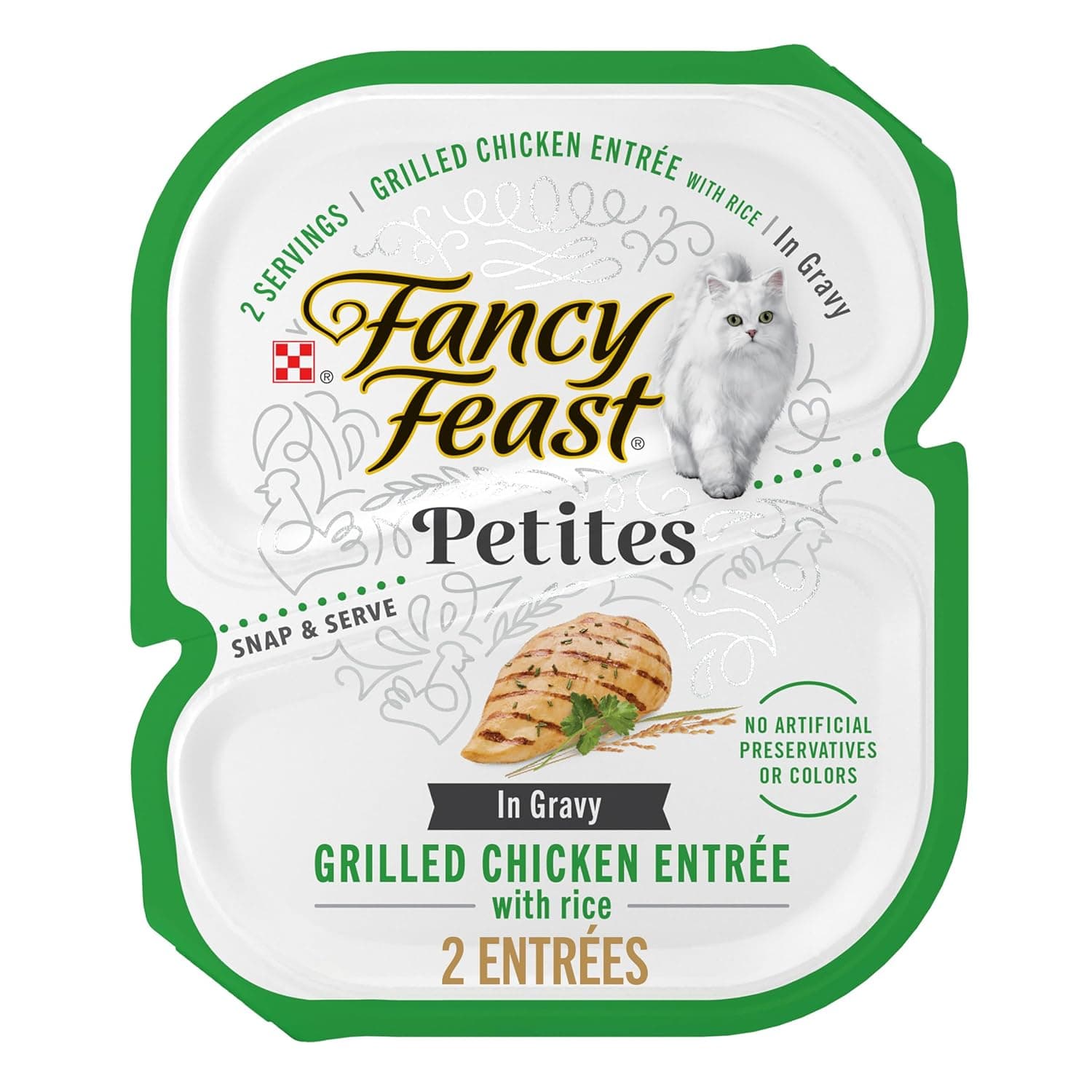 Purina Fancy Feast Petites Gourmet Gravy Wet Cat Food, Petites Grilled Chicken With Rice Entree - (Pack of 12) 2.8 oz. Tubs