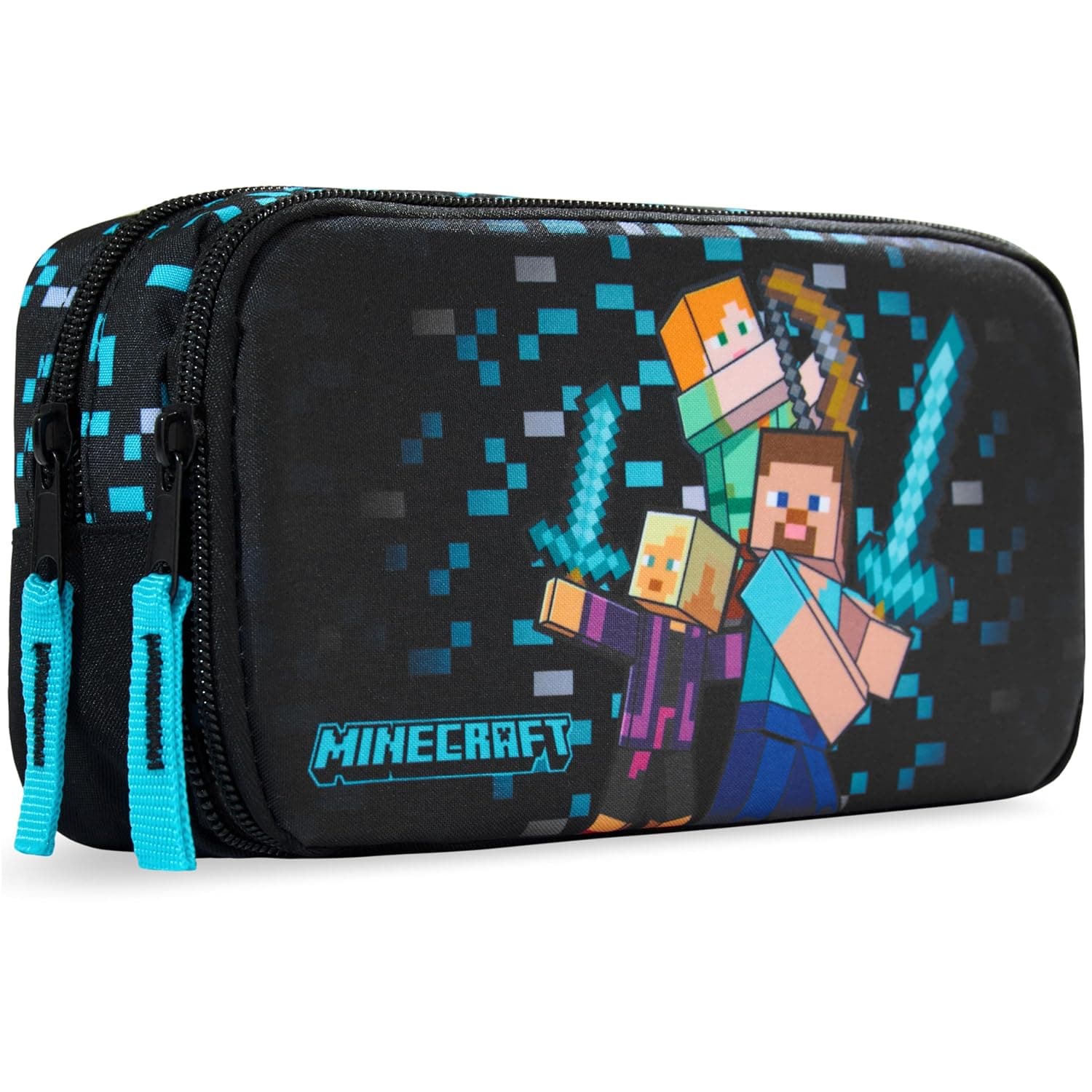 Get Trend Minecraft Pencil Case for Boys, Pencil Pouch with 2 Zipped Compartments, Back-to-School Marker & Pen Case, Organizer for School Supplies, Stationery, Gamer Gifts (Multi Minecraft)