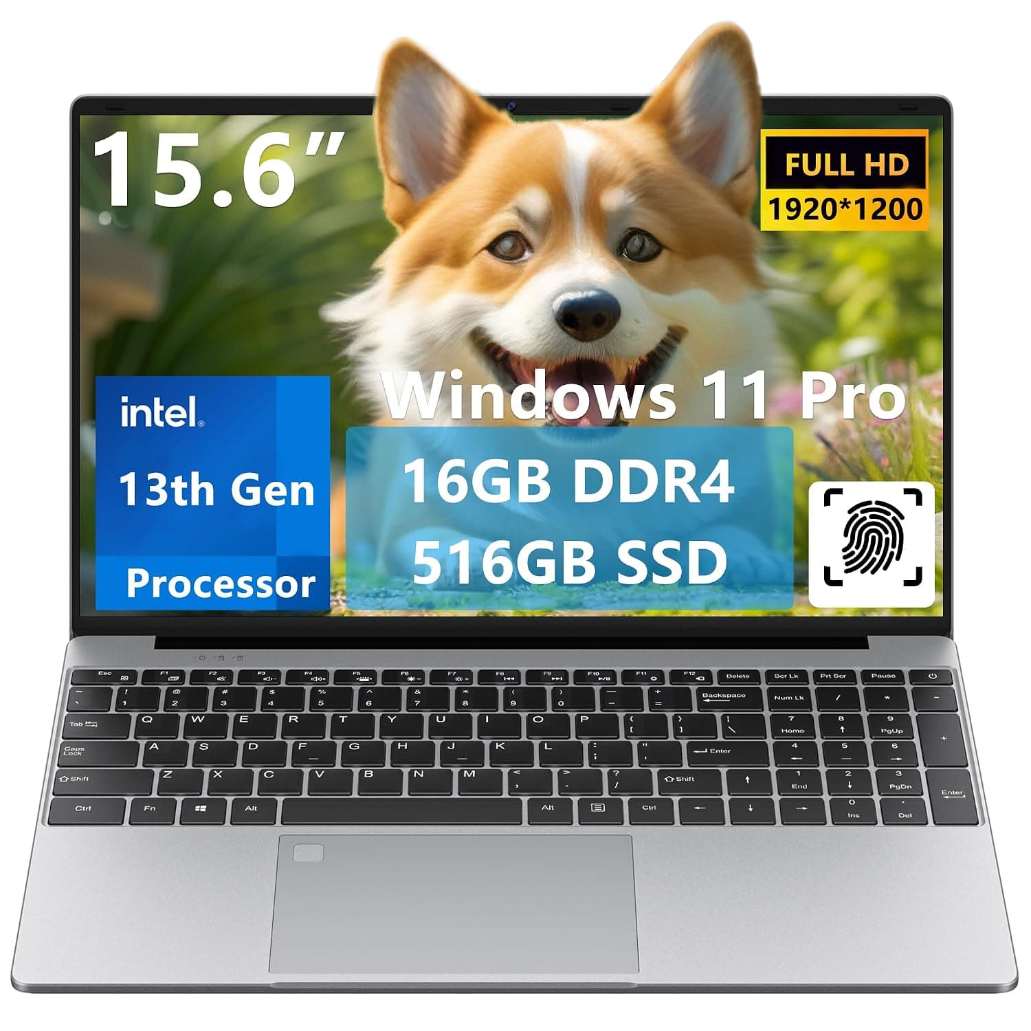Windows 11 Laptop 15.6" Computer, 16GB RAM 512G SSD, Intel 13th Gen N150 Processor(Beat 11th i3) FHD Fingerprint Num Pad Backlit KB WiFi5 BT5.1 for Business & Collega Student Home Office Portatil PC