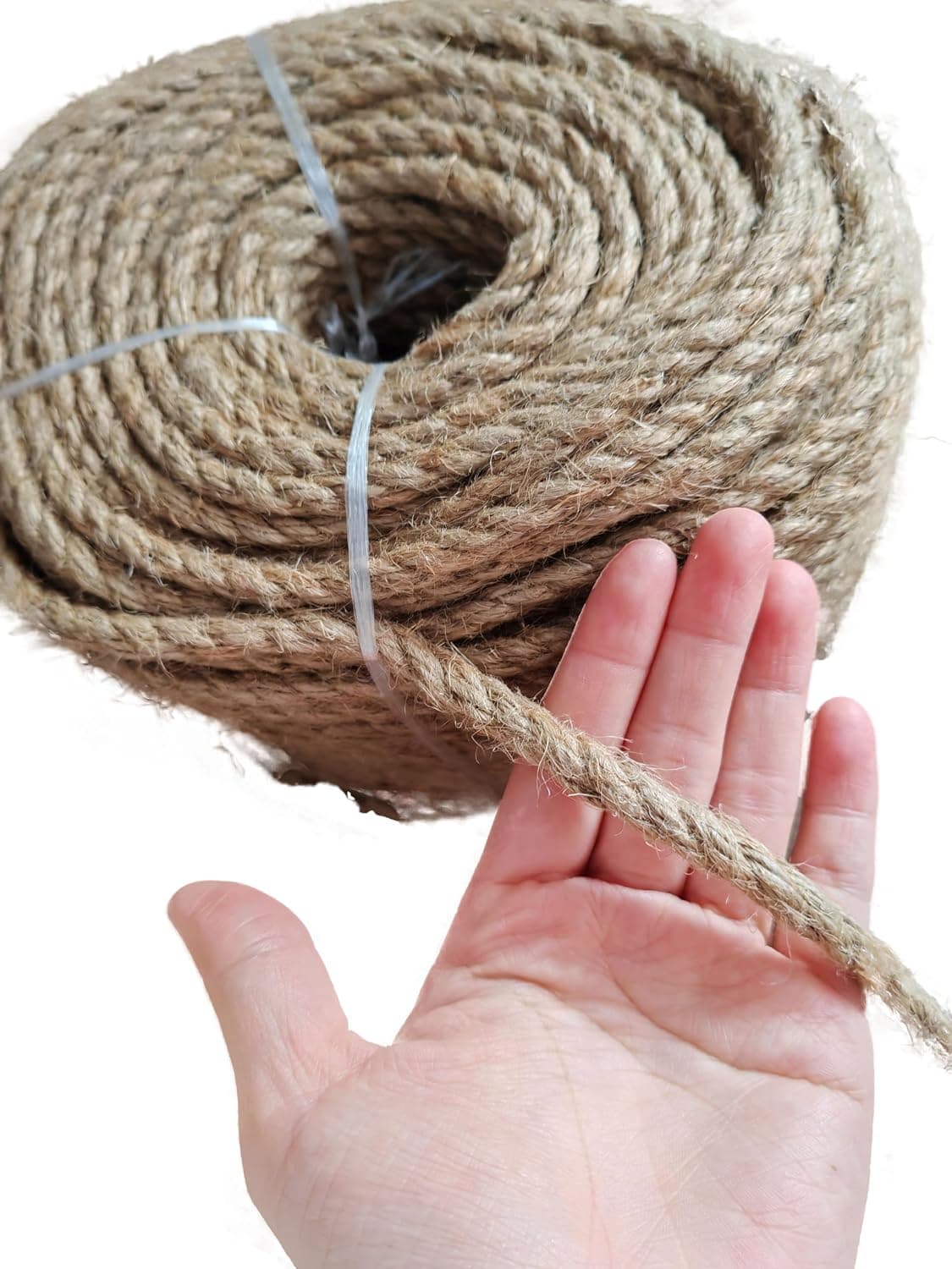 SUNRISE Jute Rope, 6mm Thick, 91.44m, Strong Hemp Twine Cord for DIY Crafts, Decoration, Gift Wrapping, Garden, Boating, Hanging and Packing and Pets - Eco-Friendly, Durable Utility Rope (6mm*91.44m)