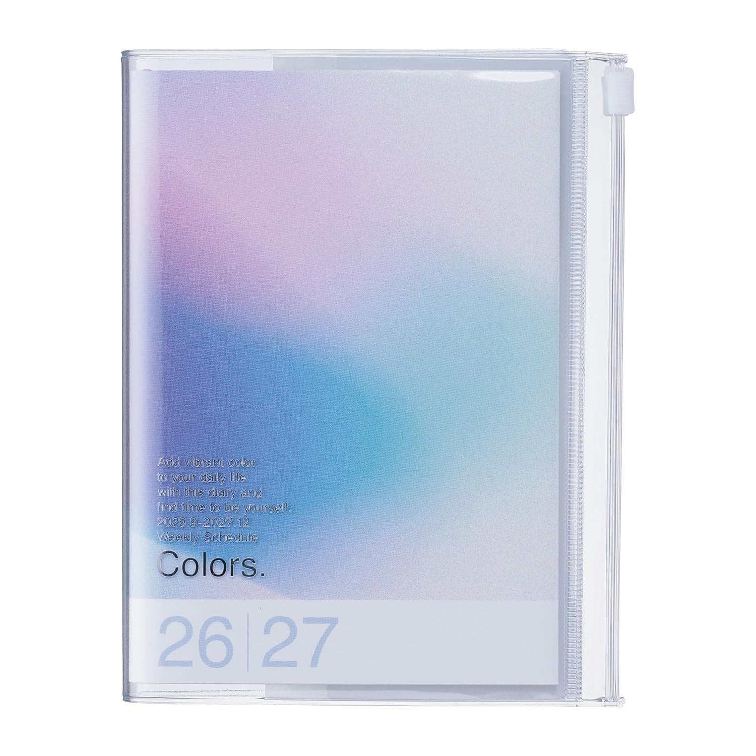 MARK'STYLE A5 Weekly Vertical Planner 16 Months (Sep. 2026 – Dec. 2027) with Soft Transparent PVC Cover,Refillable, Pocketed, for Daily Organizing & Planning (Gradient Blue)