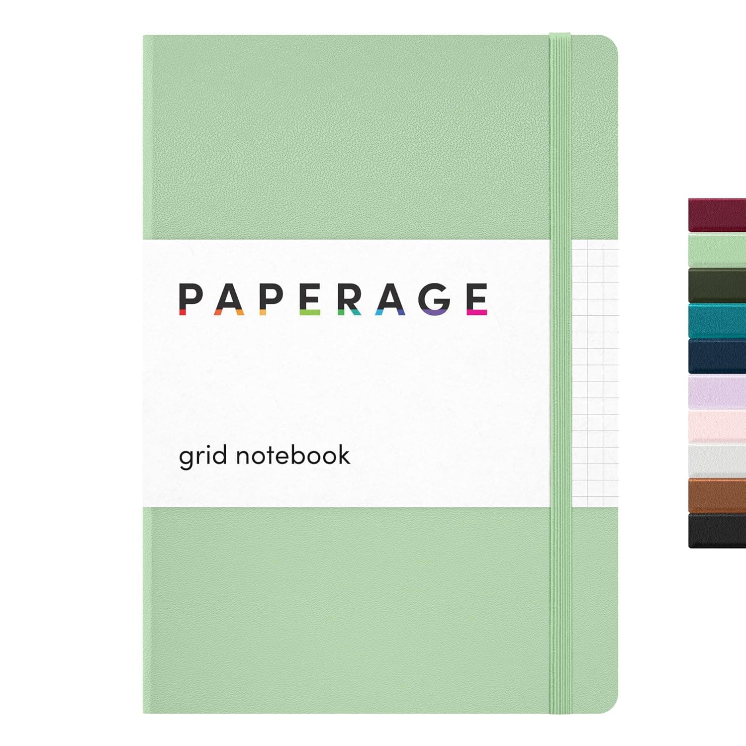 PAPERAGE Graph Paper Journal Notebook, (Sage Green), 160 Pages, Medium 5.6 in x 8 in - 100 GSM Thick Paper – Hardcover Grid Notebook for Work or School